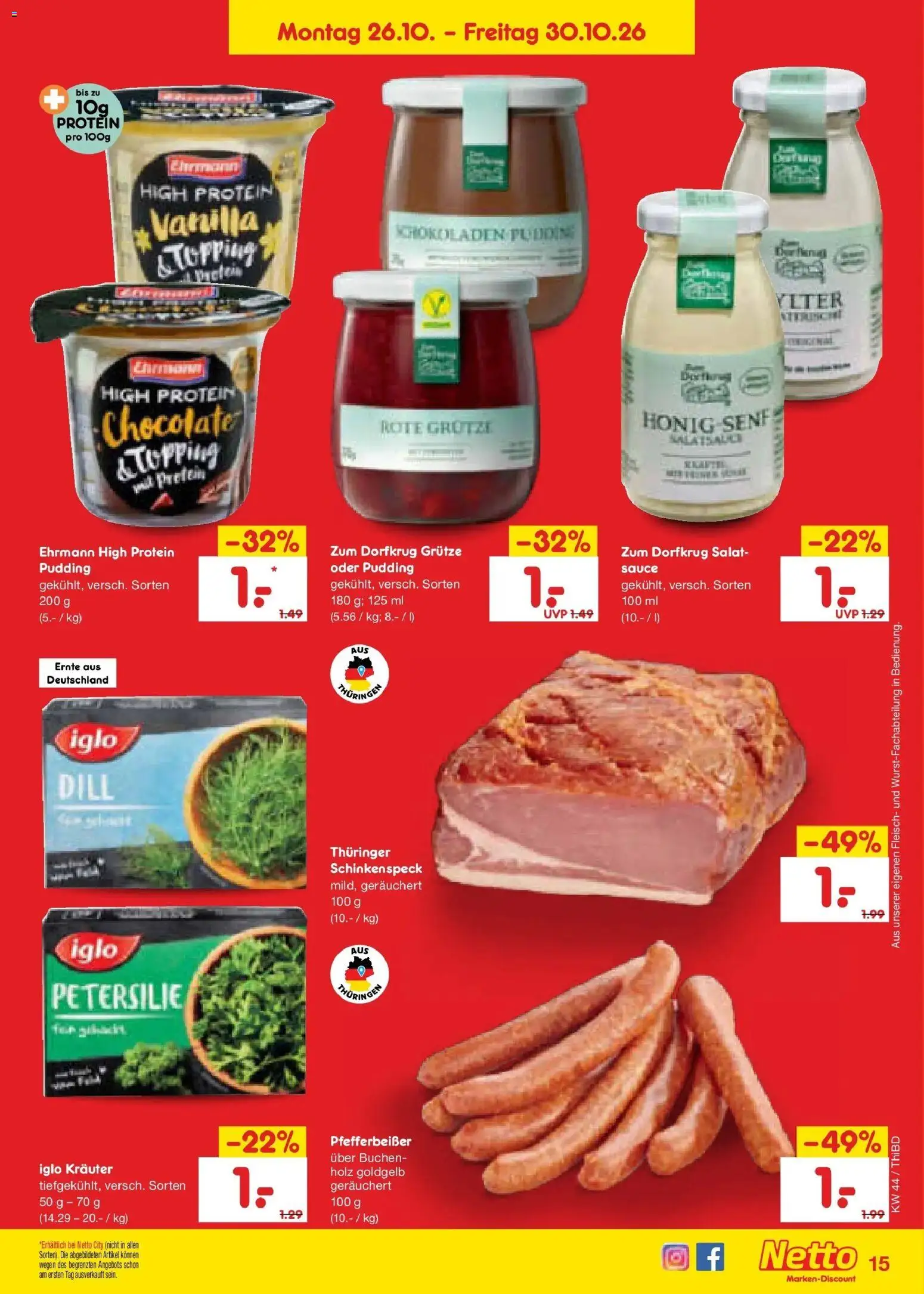 Netto Marken-Discount Prospekt Thiendorf (ab 26.10.2026) » Angebote | Seite: 27 | Produkte: Iglo, Dill, Fleisch, Salat