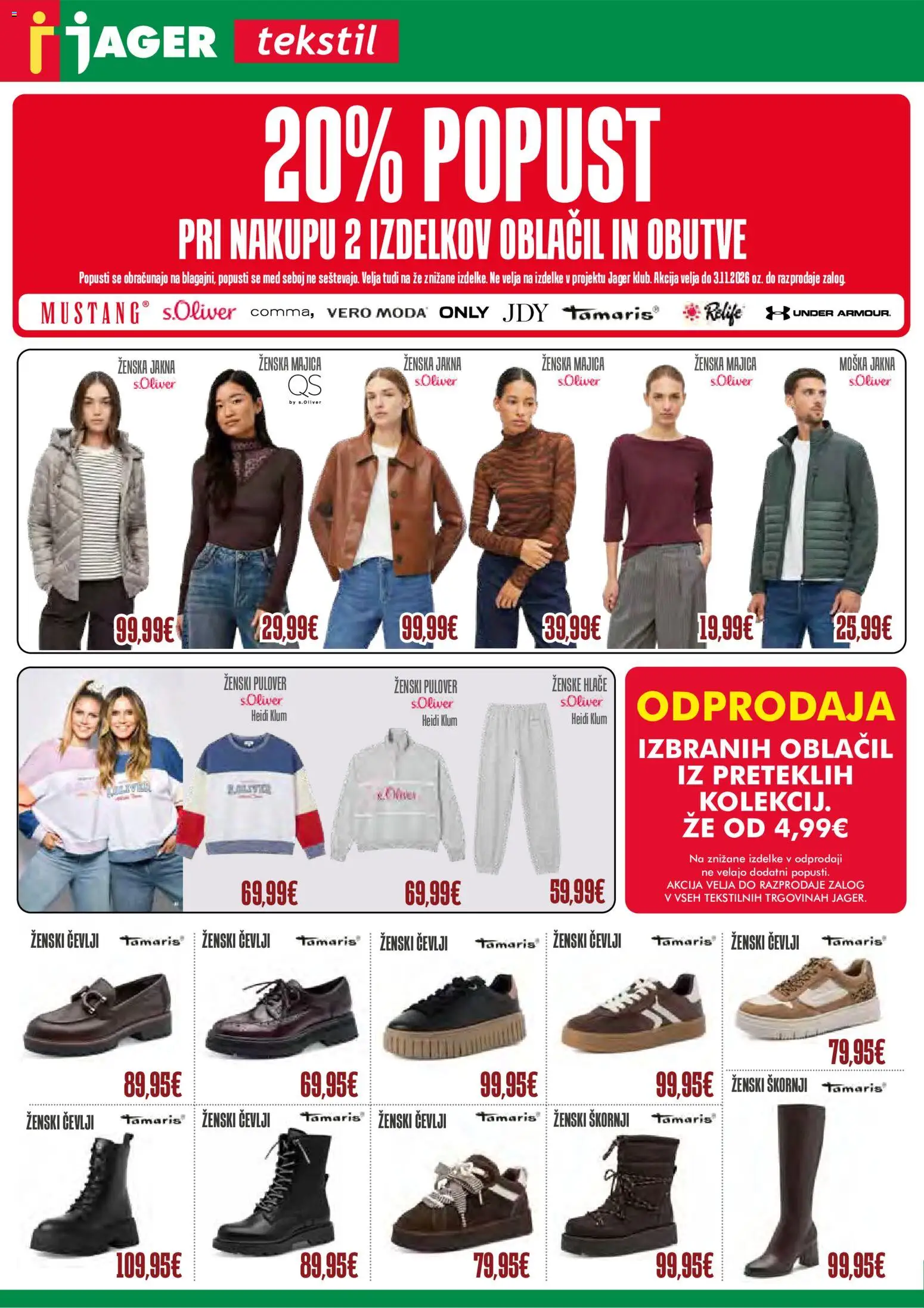 Novi Jager katalog ponudbe – veljaven od 28.10.2026 | Stran: 1 | Izdelki: Olive, Majica, Hlace, Cevlji