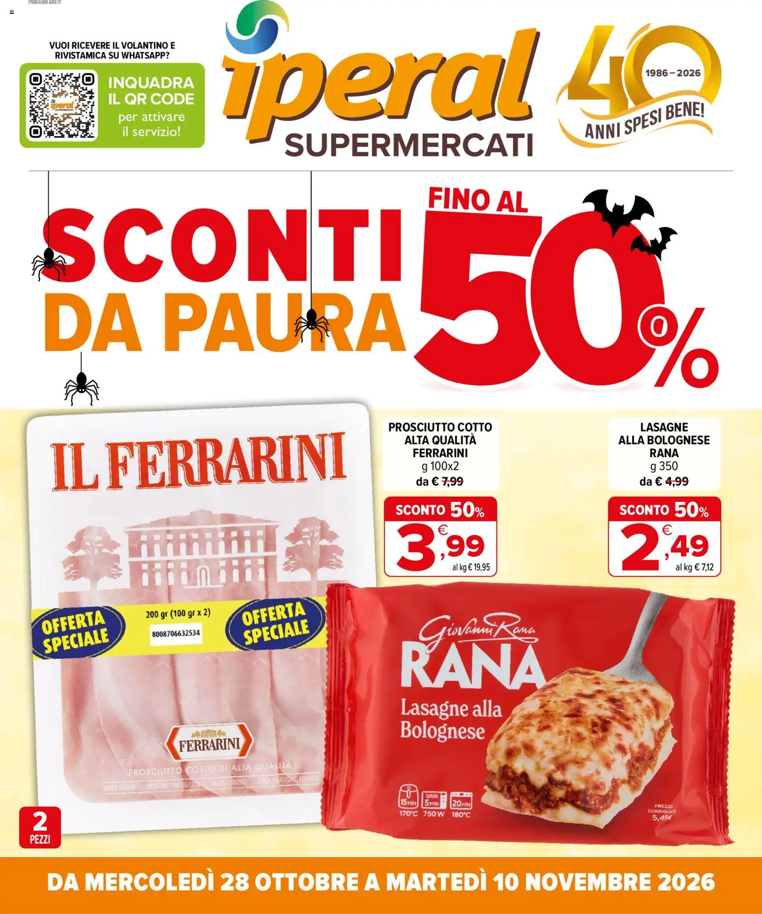 Volantino Iperal del 28/10/2026 | Pagina: 1 | Prodotti: Senza glutine, Latte, Lasagne, Senza lattosio