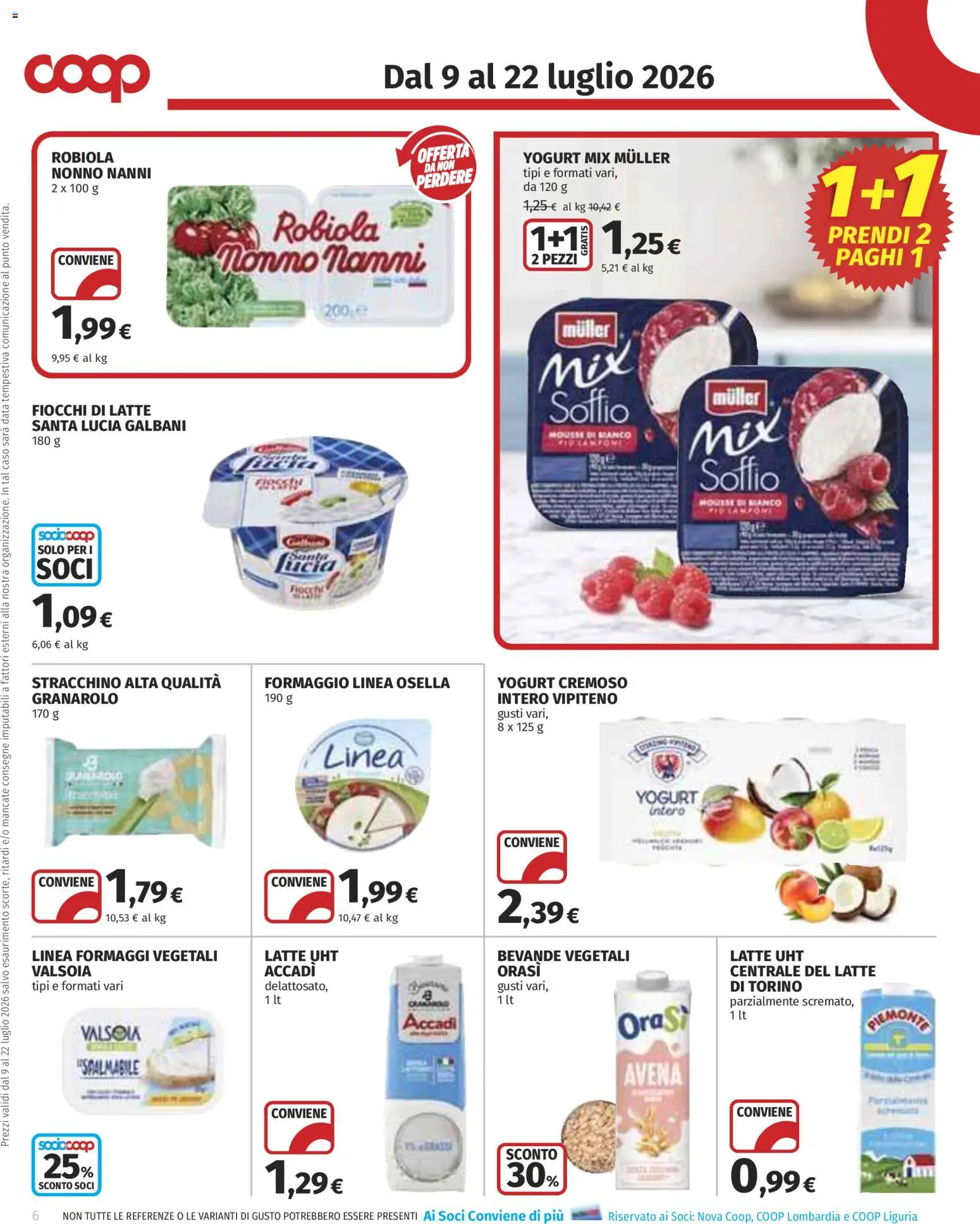Volantino COOP del 09/07/2026 | Pagina: 6 | Prodotti: Yogurt, Fiocchi, Stracchino, Robiola