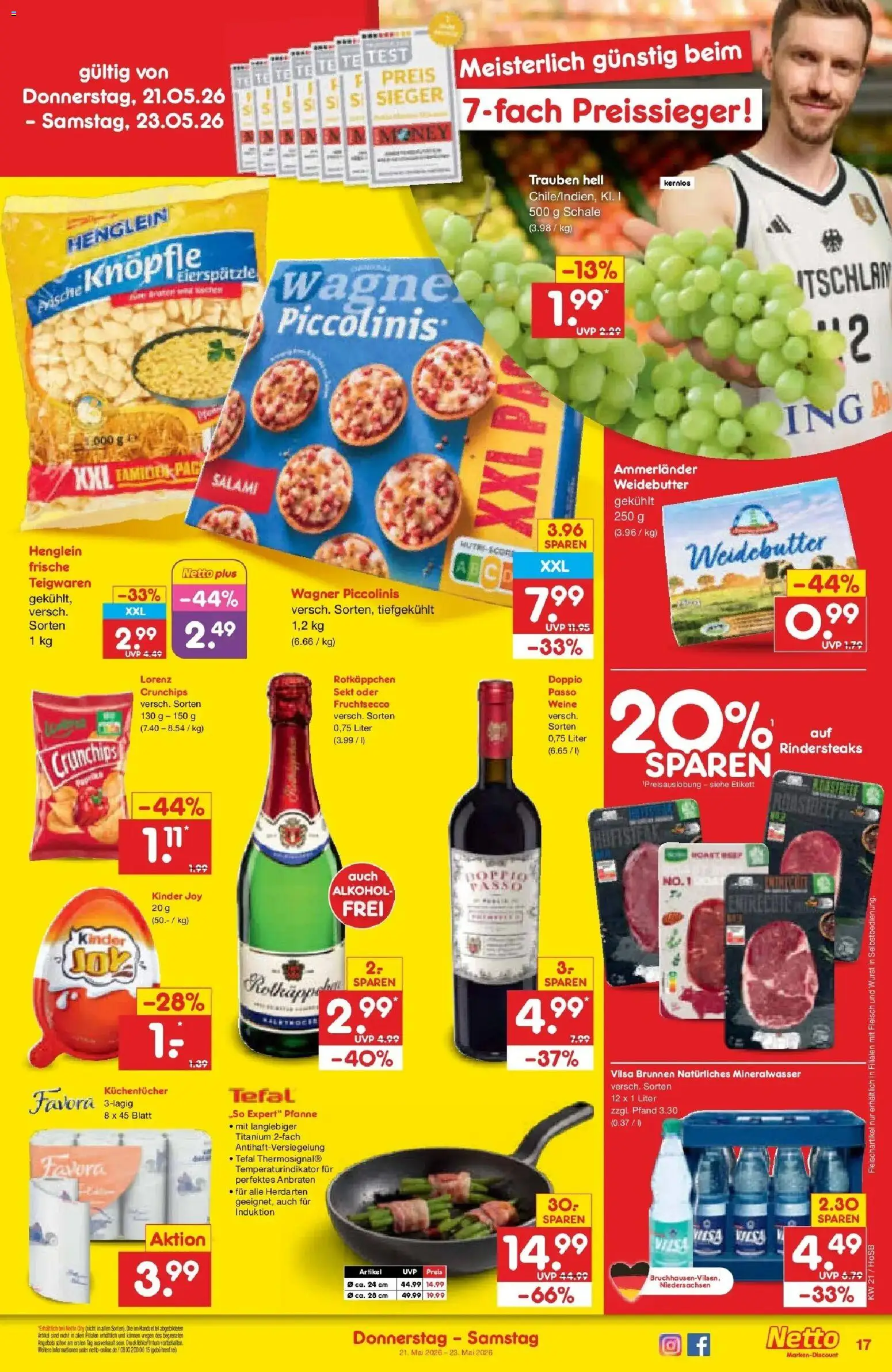 Netto Marken-Discount Prospekt Hannover	 – gültig ab 17.05.2026 | Seite: 19 | Produkte: Sekt, Wurst, Rotkäppchen, Salami