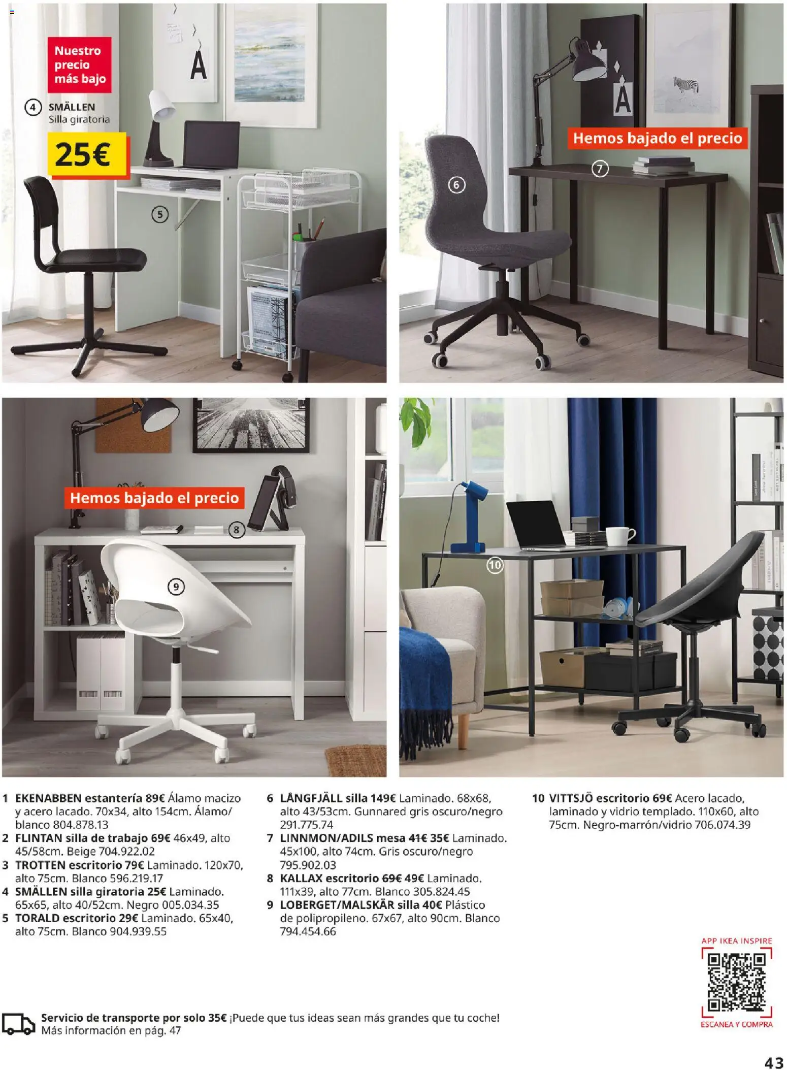IKEA - Precios bajos │ válido desde el 01/09/2026 | Página: 43 | Productos: Estantería, Silla giratoria, Mesa, Silla