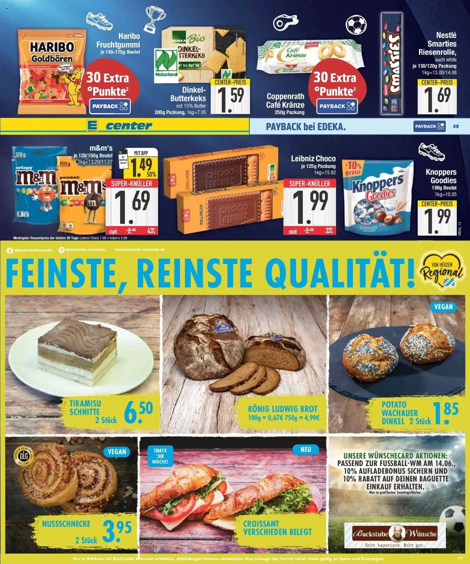 E center Prospekt München – gültig ab 08.06.2026 | Seite: 13 | Produkte: Smarties, Baguette, Croissant, Knoppers