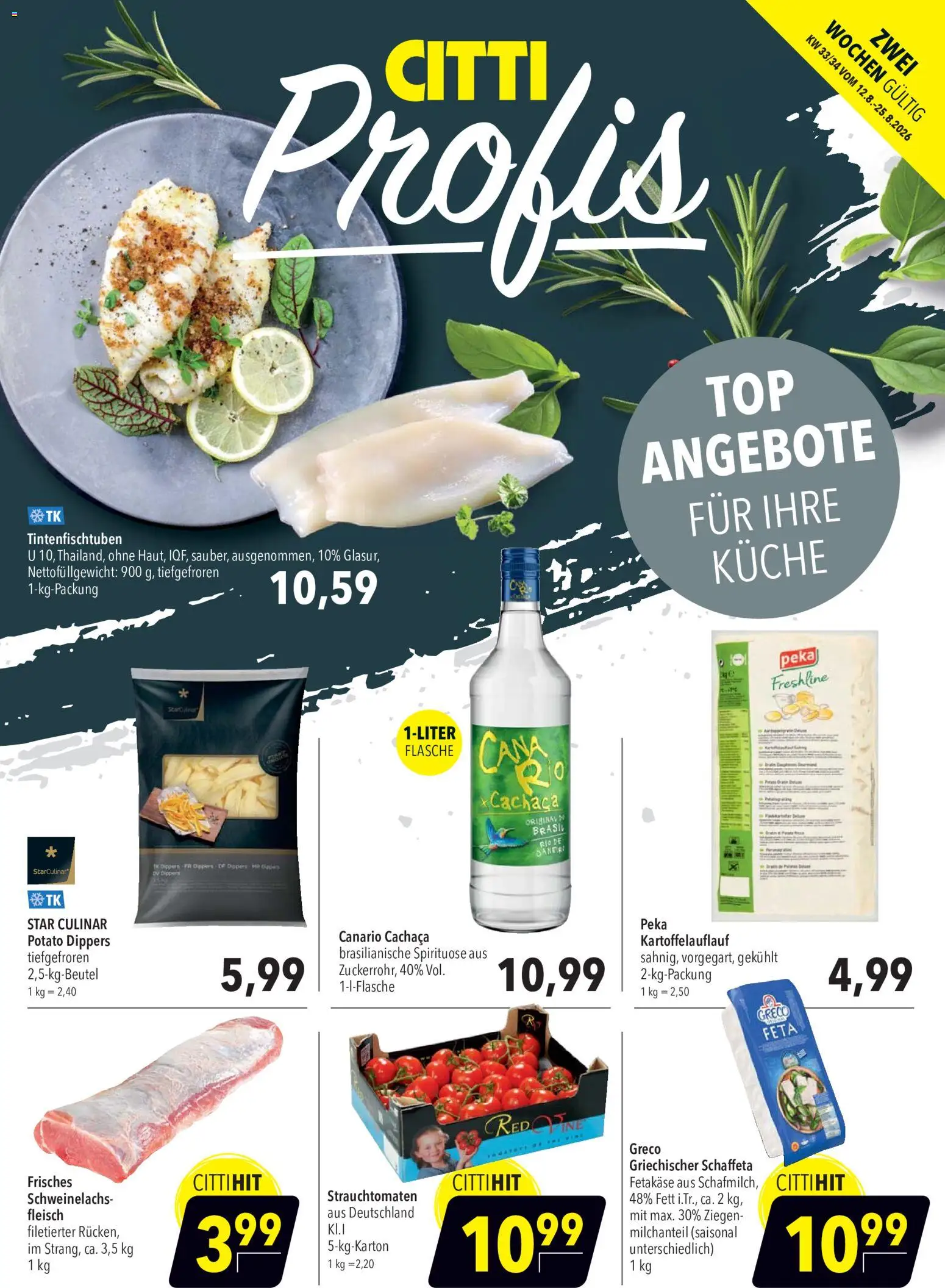 CITTI Markt Aktuelle Angebote für Profis – gültig ab 12.08.2026 | Seite: 1 | Produkte: Feta, Küche, Fleisch