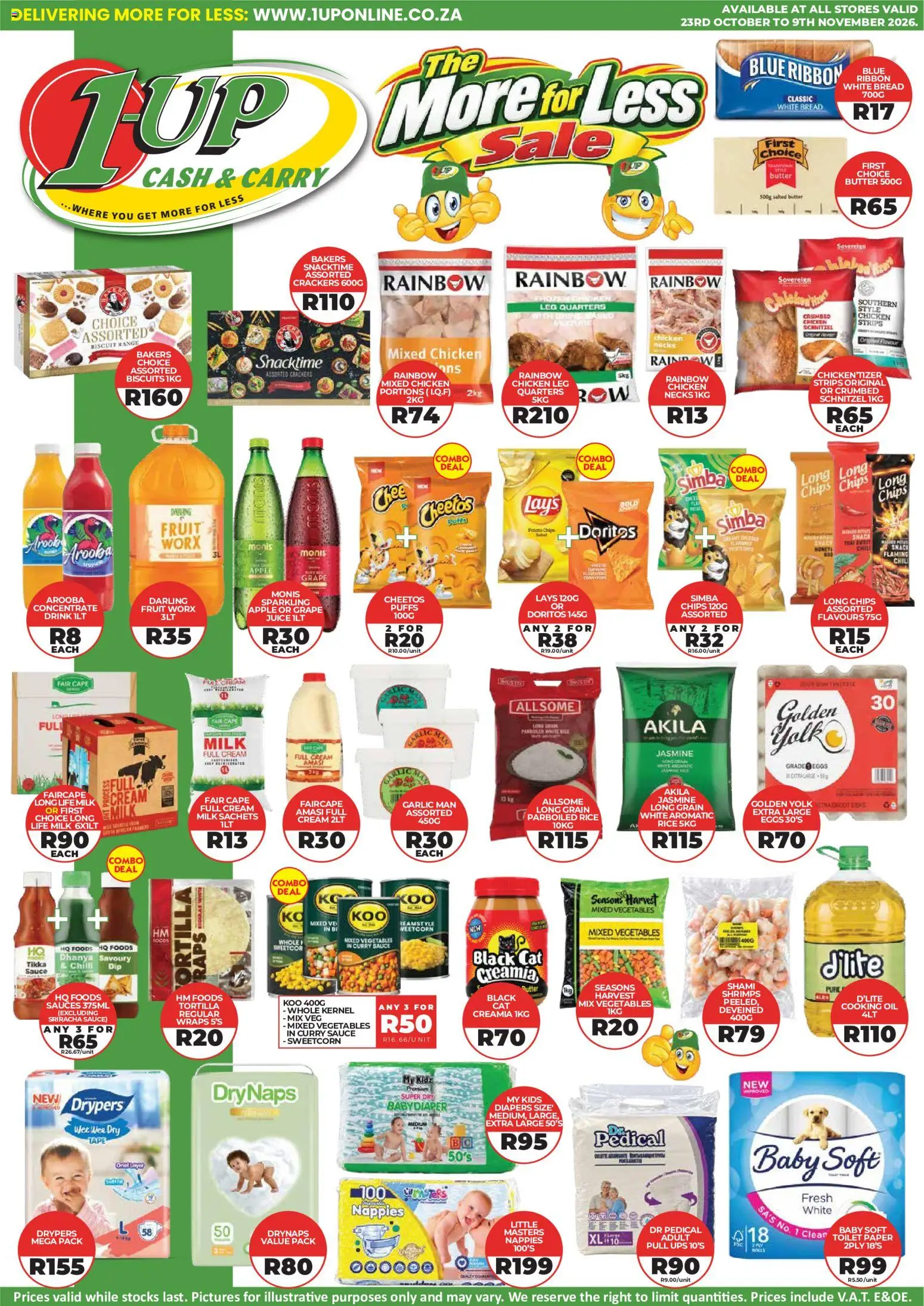 New 1UP Cash & Carry catalogue – valid from 23/10/2026 | Page: 1 | Products: Oil, Juice, Chicken, Tape