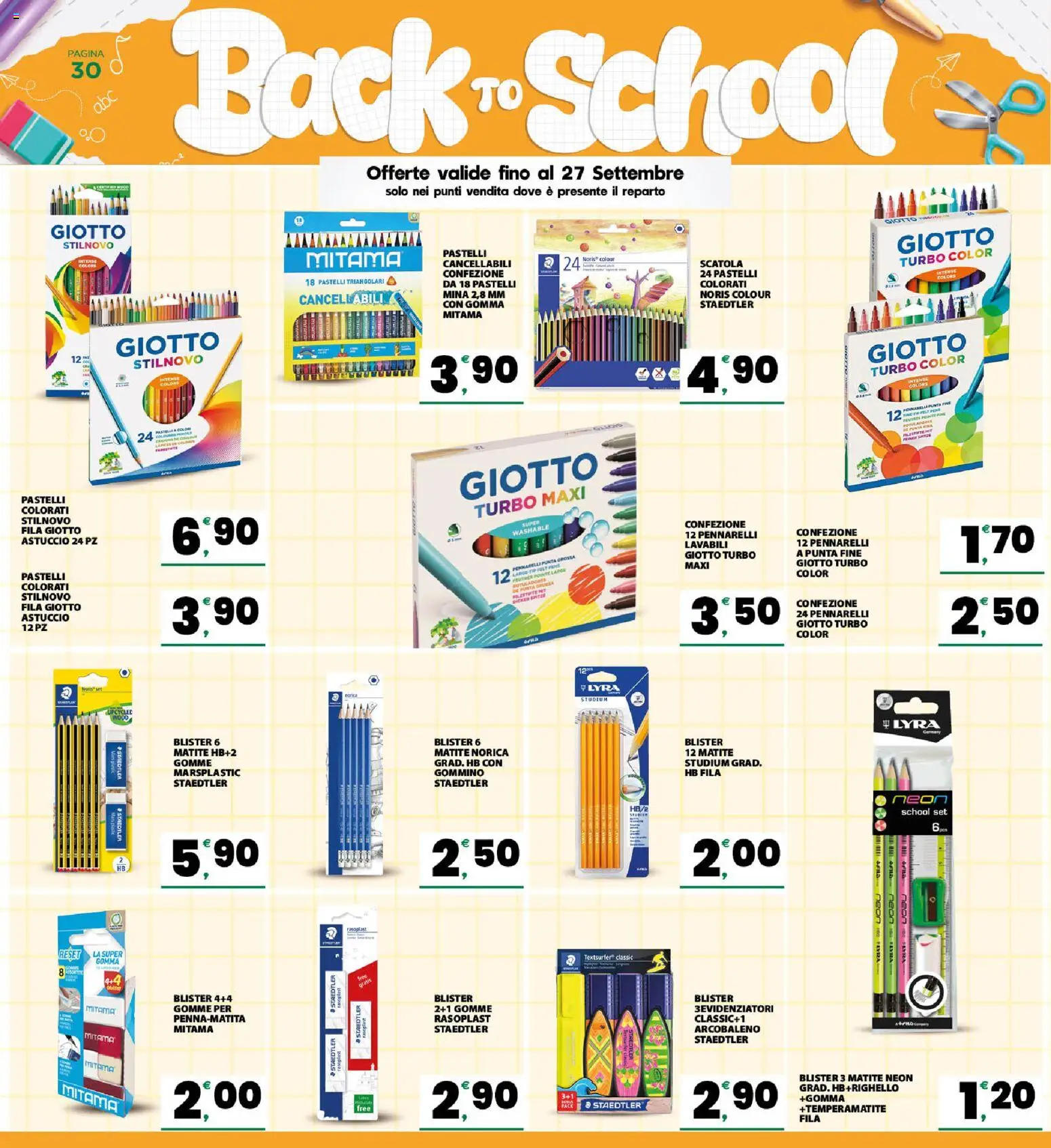 Volantino Eurospar del 31/08/2026 | Pagina: 30 | Prodotti: Temperamatite, Pennarelli, Pastelli, Scatola