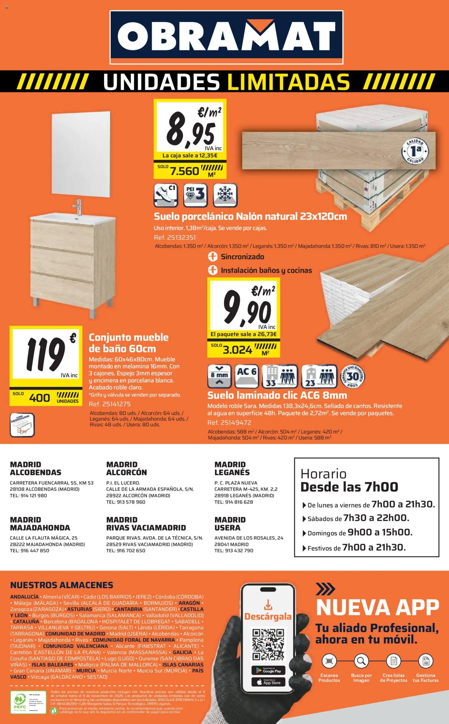 Obramat - Reformas Otono Imprenta Almacenes 04 Leganés 2026 │ válido desde el 09/10/2026 | Página: 80 | Productos: Agua, Suelo laminado, Baño, Espejo