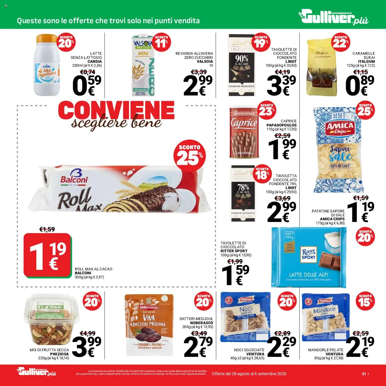 Volantino Gulliver del 28/08/2026 | Pagina: 31 | Prodotti: Frutta secca, Sale, Cacao, Tavoletta