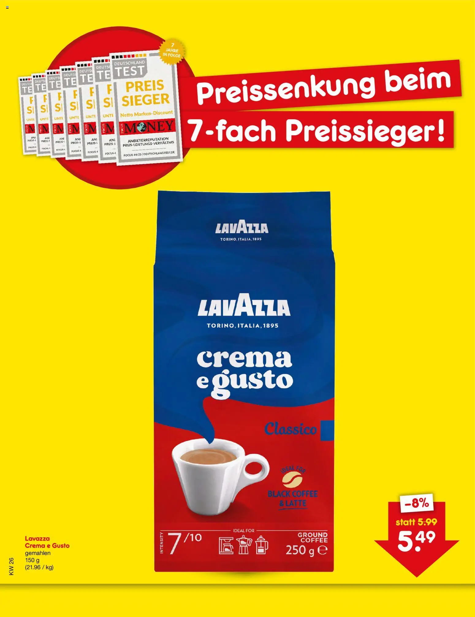 Netto Marken-Discount Preissenkung auf Dauer – gültig ab 23.06.2026 | Seite: 1 | Produkte: Lavazza