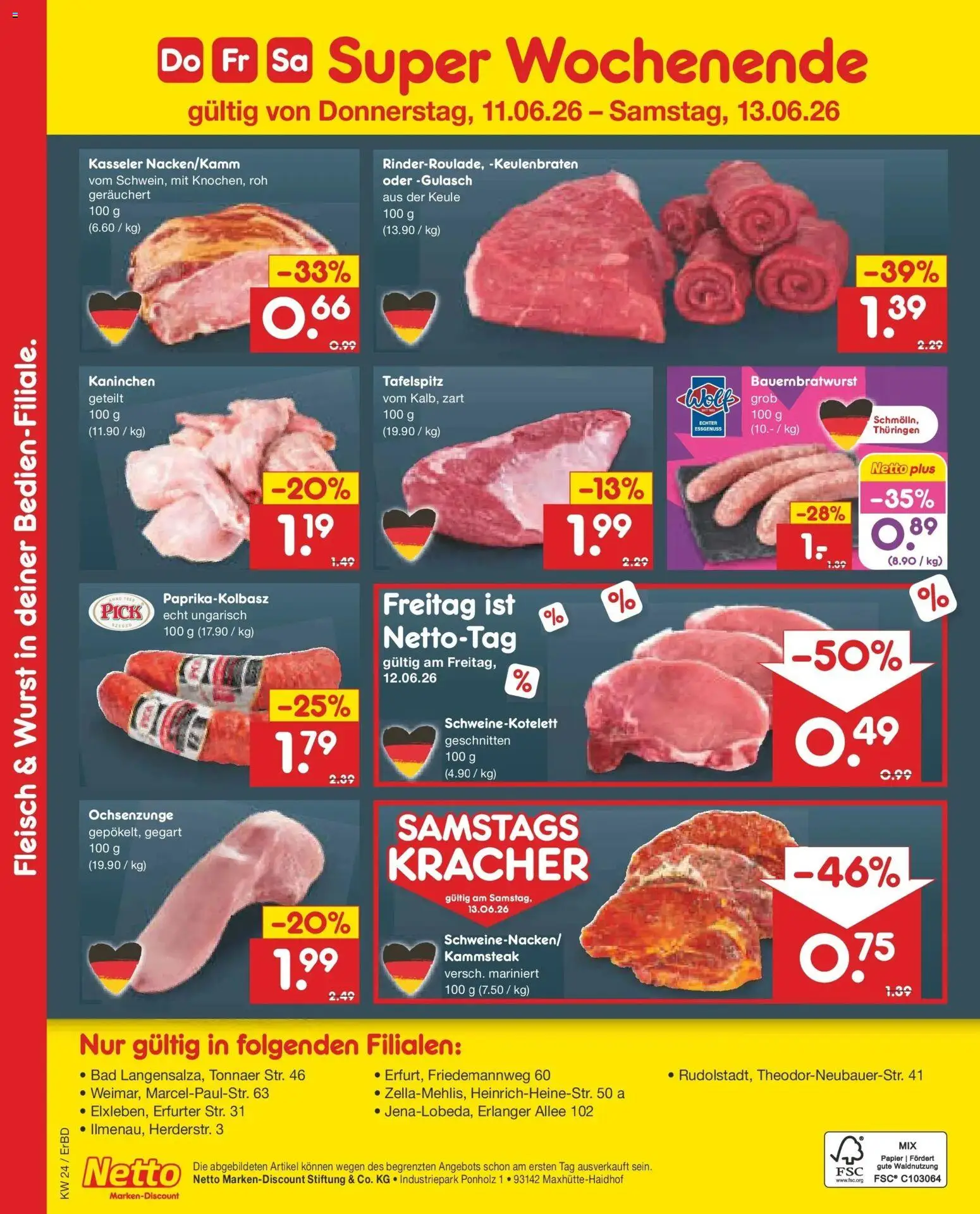 Netto Marken-Discount Prospekt Nordhausen – gültig ab 08.06.2026 | Seite: 15 | Produkte: Tafelspitz, Bad, Gulasch, Fleisch