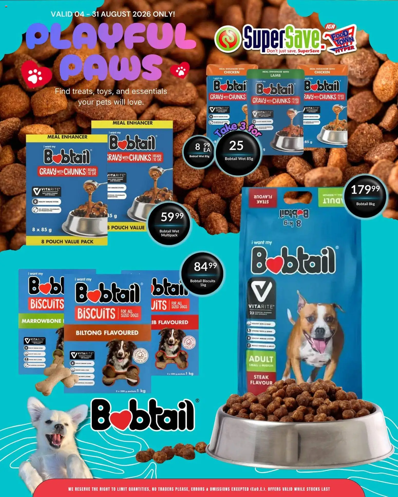 New Super Save catalogue – valid from 04/08/2026 | Page: 3 | Products: Steak, Biscuits, Chicken, Gravy