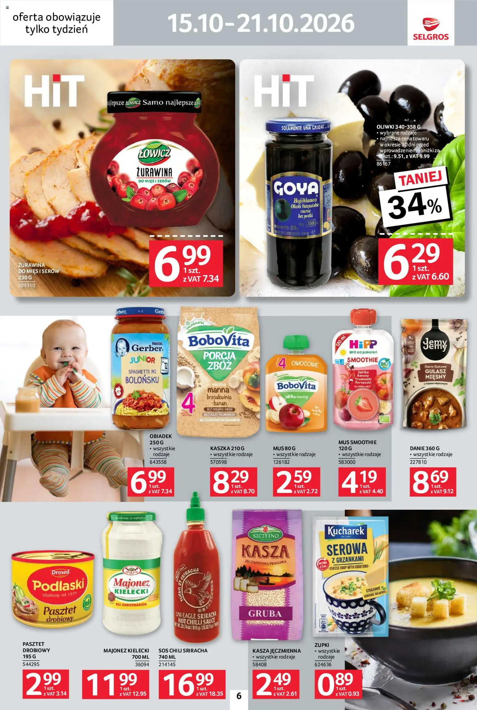 Selgros cash&carry gazetka - Jeszcze więcej super promocji od 15.10.2026 | Strona: 6 | Produkty: Pasztet, Oliwki, Banan, Majonez Kielecki