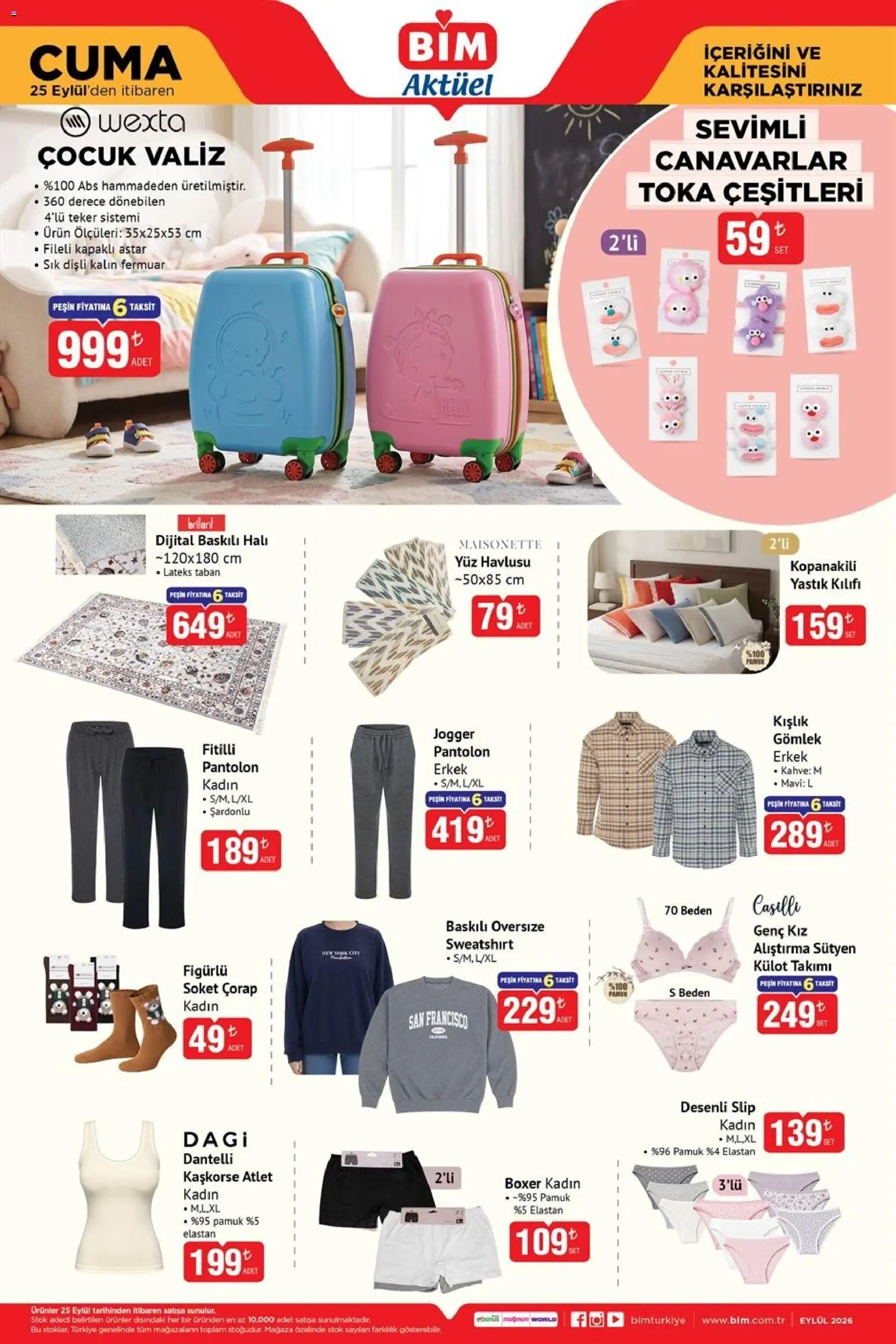 BİM - Katalog Cuma - 25 Eylül 2026 tarihinden itibaren geçerlidir | Sayfa: 3 | Ürünler: Halı, Pantolon, Külot, Yüz havlusu