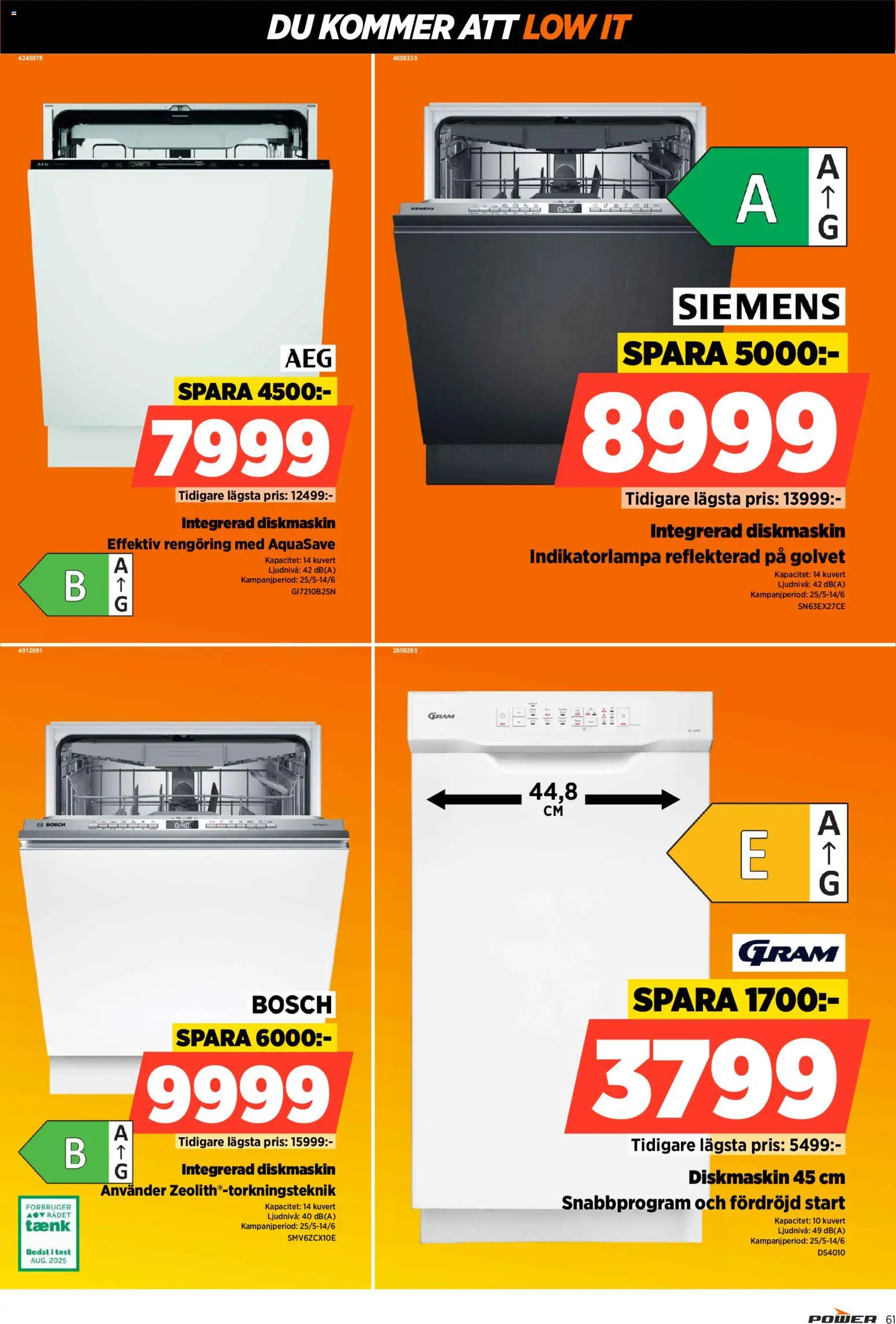 Power reklamblad aktuell från 01.06.2026 | Sida: 61 | Produkter: Diskmaskin, Kuvert