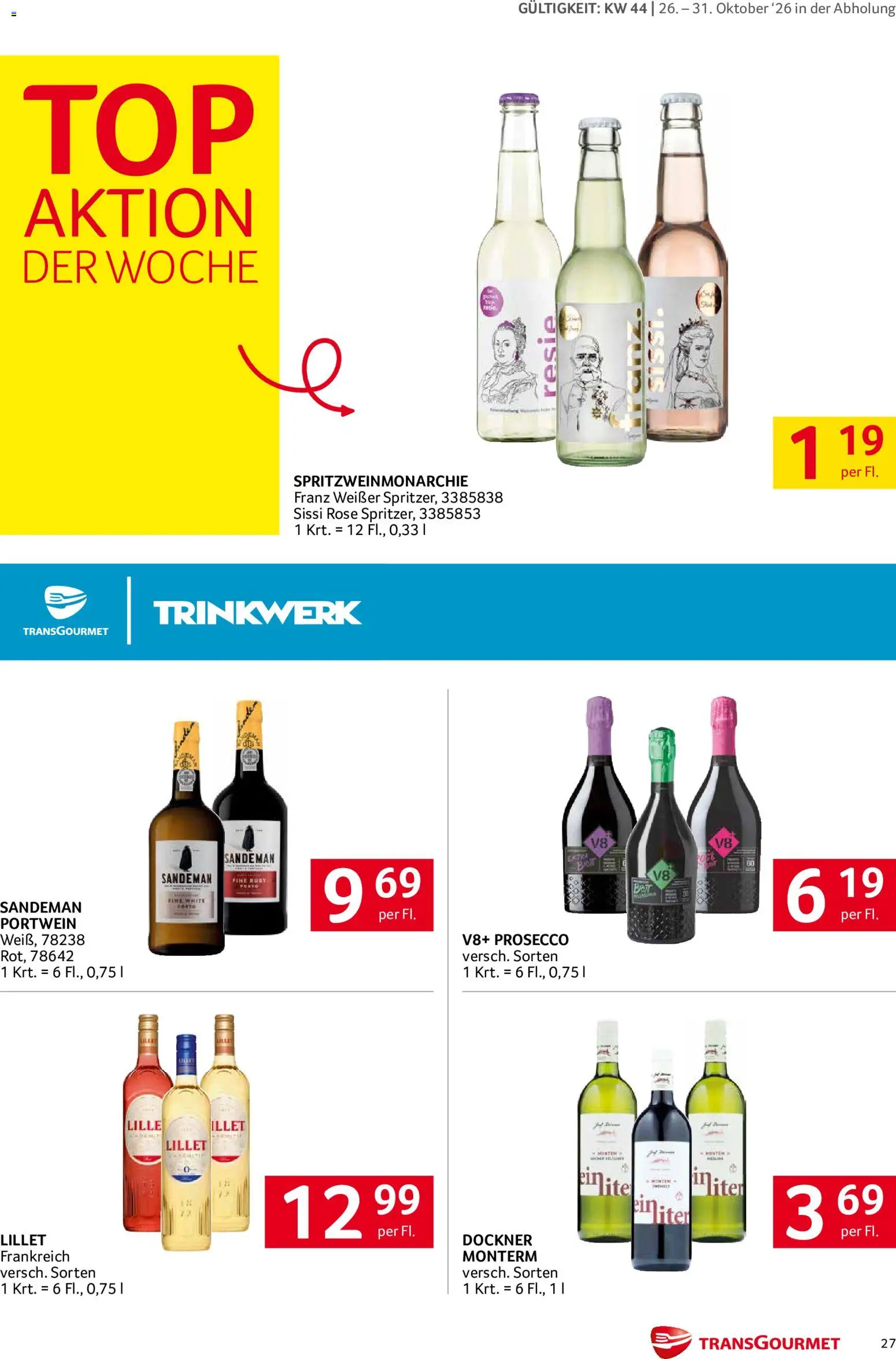 Transgourmet Abhol Aktion gültig ab 26.10.2026 | Seite: 27 | Produkte: Portwein, Prosecco