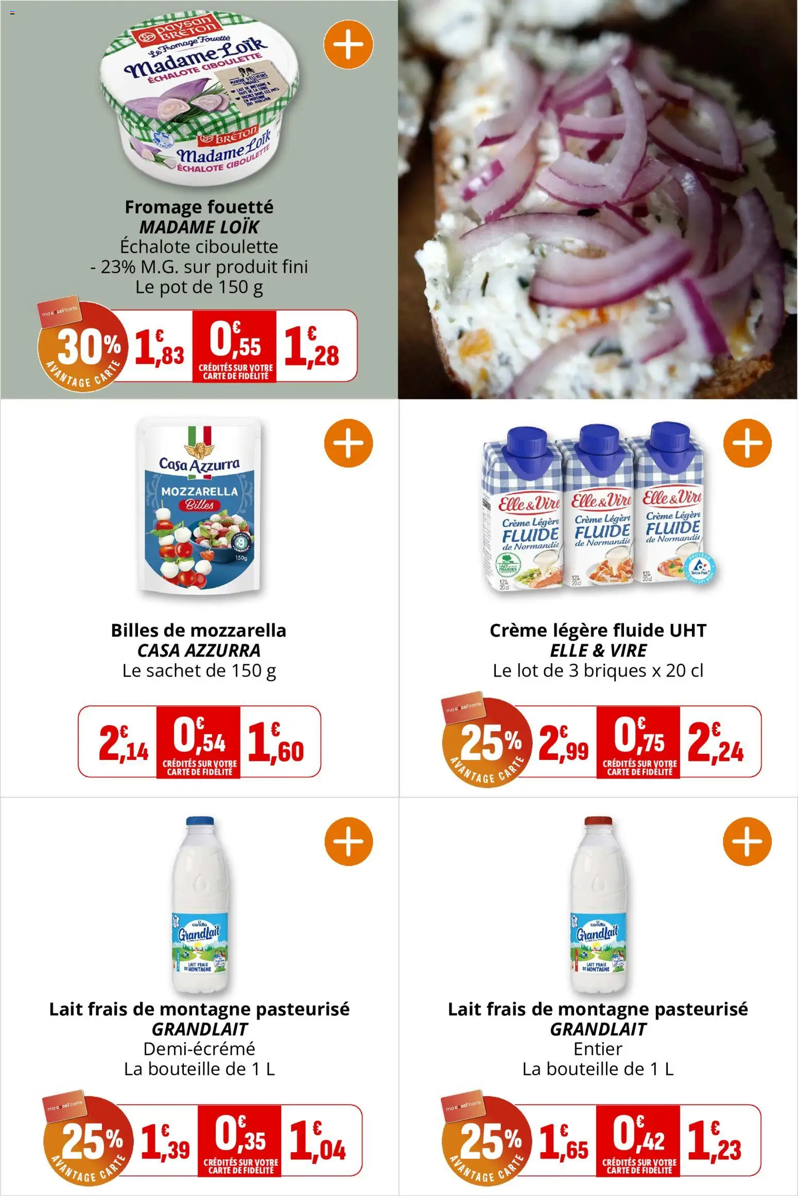 {H1} | Page: 17 | Produits: Mozzarella, Briques, Bouteille, Lait
