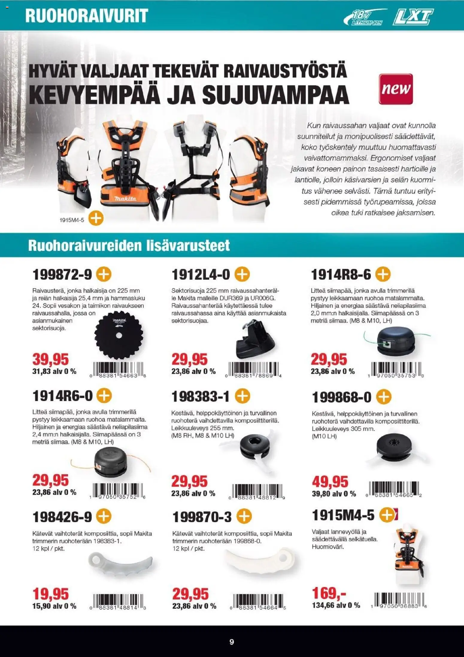 Makita tarjoukset - LXT Puutarha 2026 – voimassa 07.04.2026 alkaen | Sivu: 9