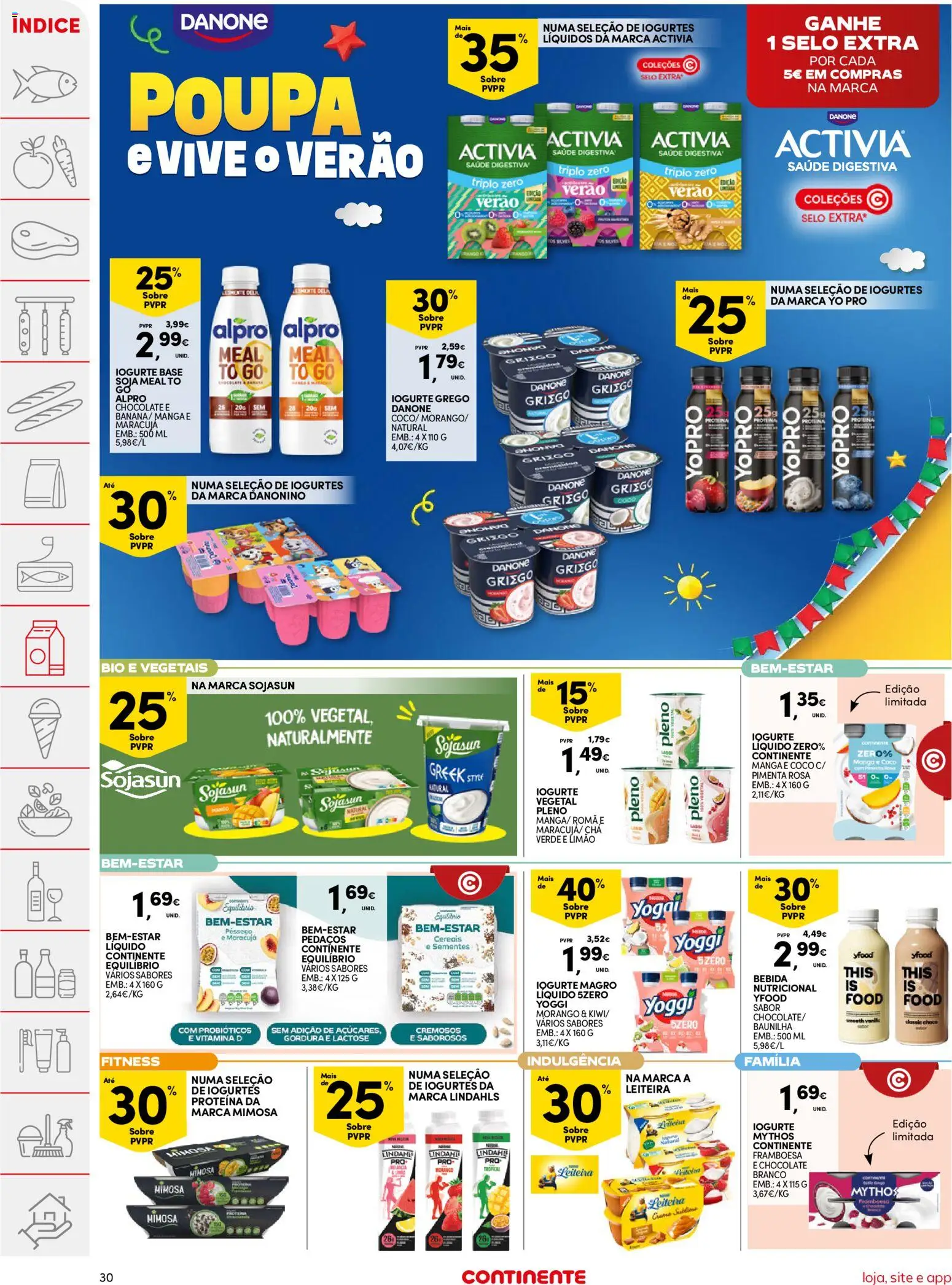 Continente folheto │ válido de 11/08/2026 | Página: 30 | Produtos: Iogurte magro, Iogurtes, Chá, Cereais