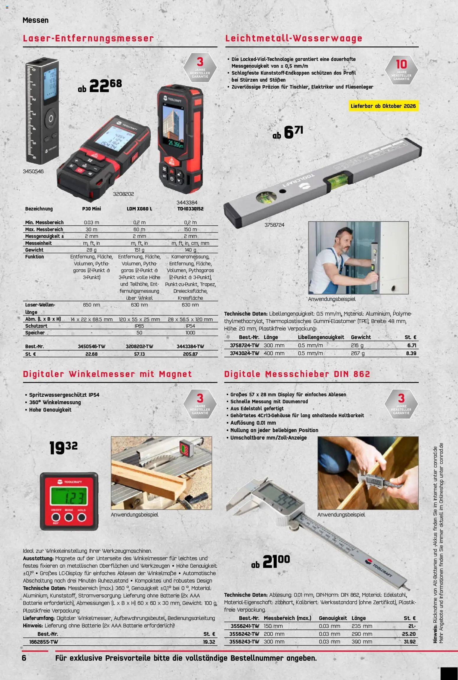Conrad Toolcraft Katalog – gültig ab 07.09.2026 | Seite: 6 | Produkte: Gewicht, Batterie