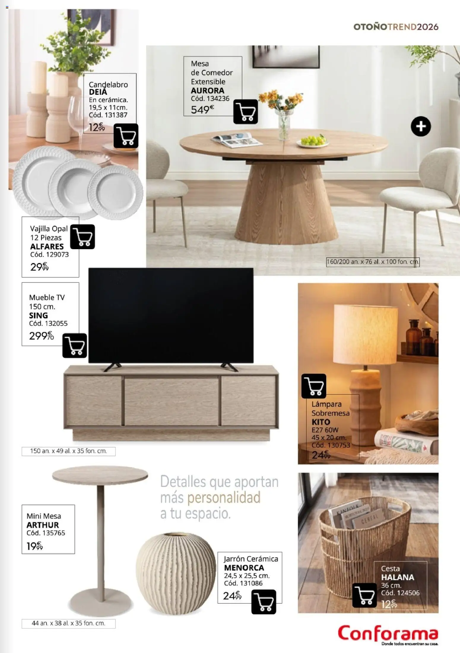 Conforama Guía de otoño 2026 │ válido desde el 30/09/2026 | Página: 7 | Productos: Candelabro, Vajilla, Jarrón, Lámpara