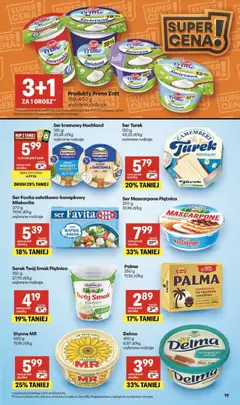 Pogląd oferty "Delikatesy Centrum gazetka" - ważna od 01.10.2026 | Strona: 19 | Produkty: Serek Twój Smak, Piątnica, Mascarpone, Ser mascarpone