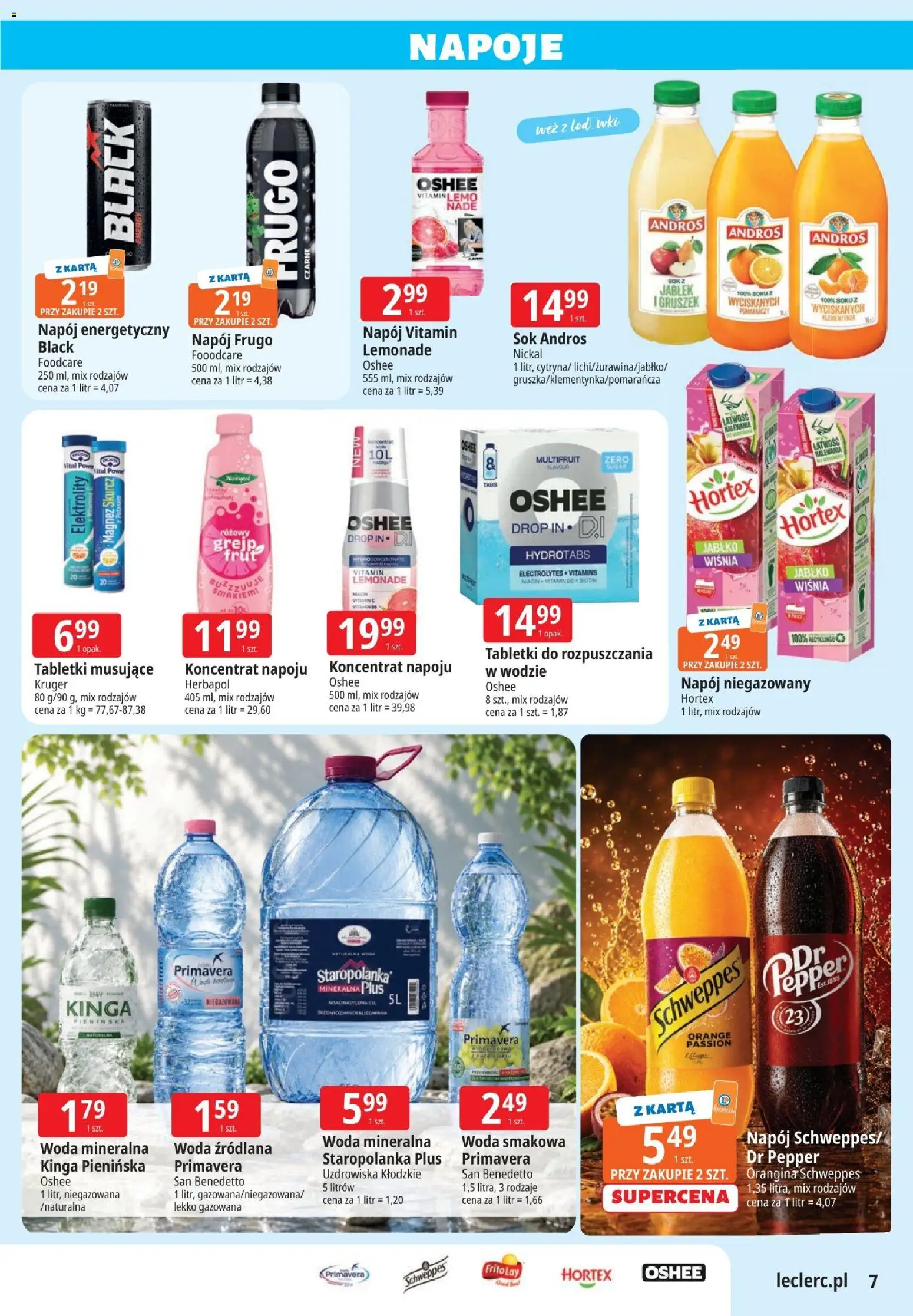 E.Leclerc gazetka - Zielona Góra od 02.06.2026 | Strona: 7 | Produkty: Napoje, Woda źródlana, Sok, Woda