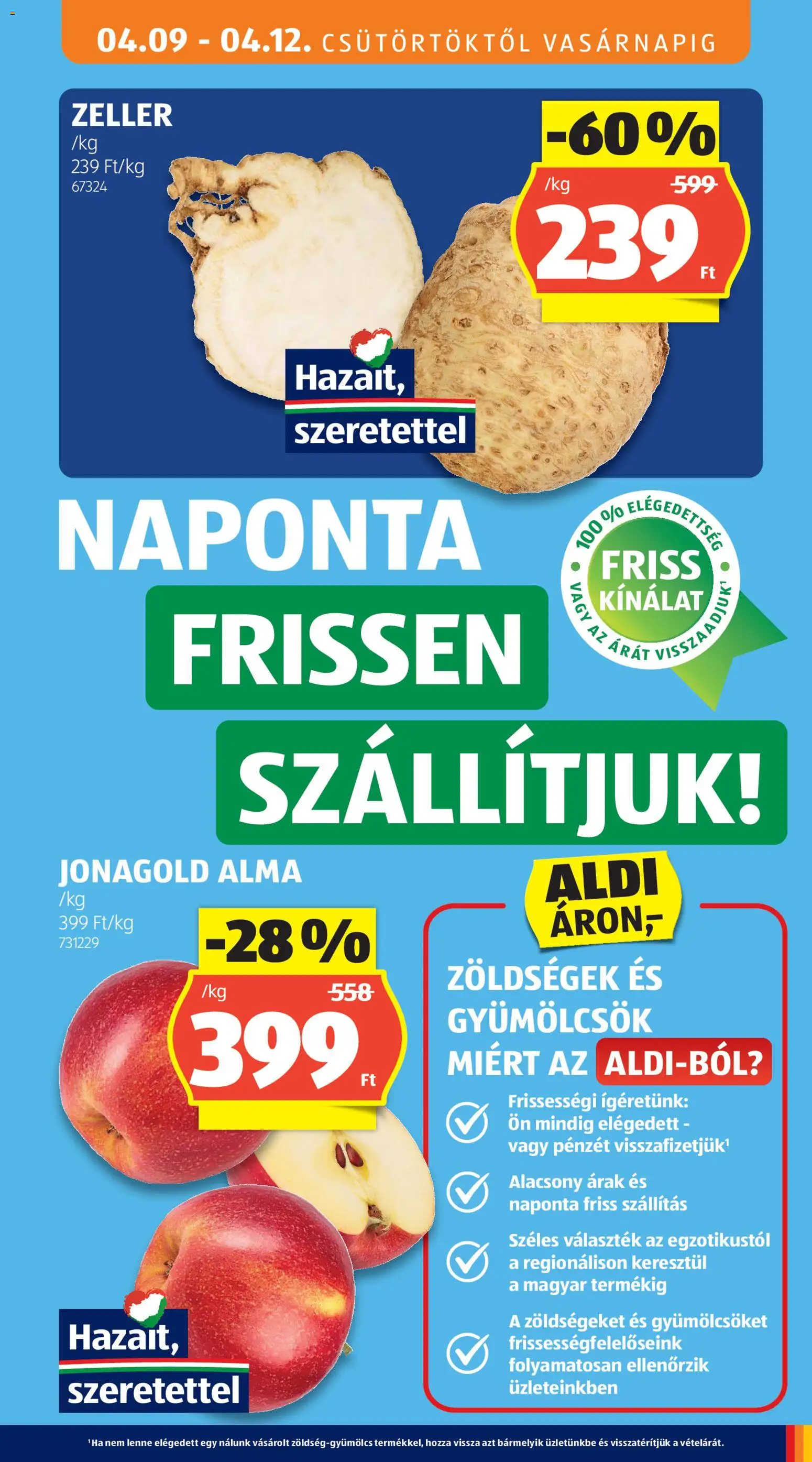 Aldi akciós ujság - amely érvényes a következő dátumtól: 09.04.2026 | Oldal: 13 | Termékek: Zeller, Ágy, Alma