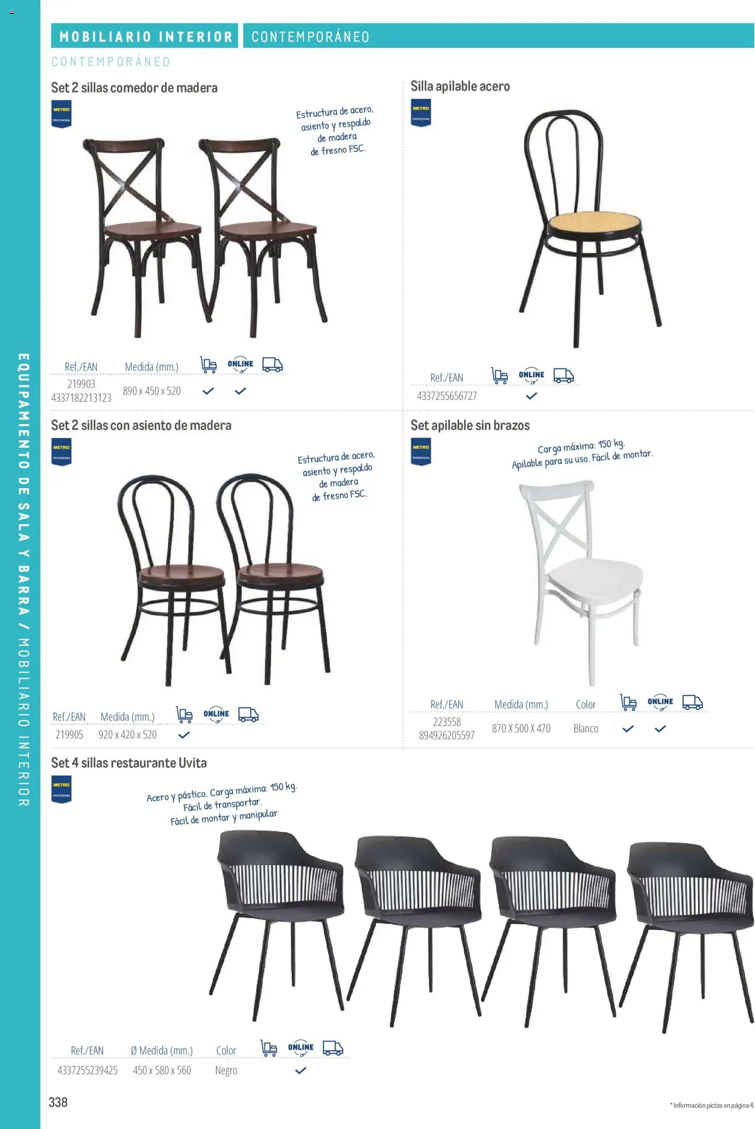 Makro catálogo │ válido desde el 19/06/2024 | Página: 338 | Productos: Silla apilable, Silla