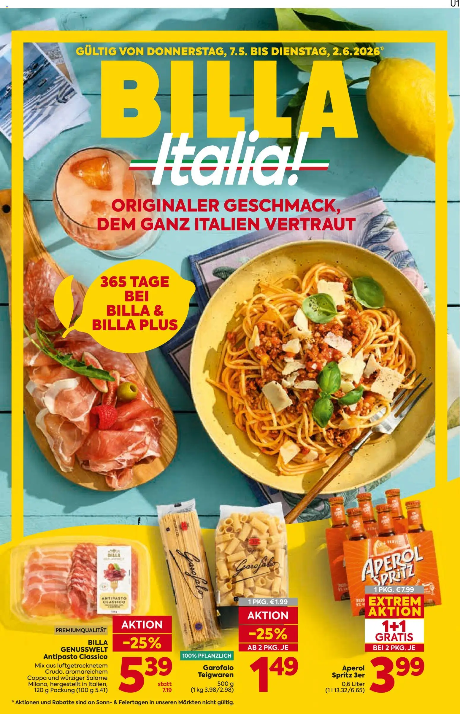Billa AT akciós ujság - amely érvényes a következő dátumtól: 07.05.2026 | Oldal: 2 | Termékek: Aperol