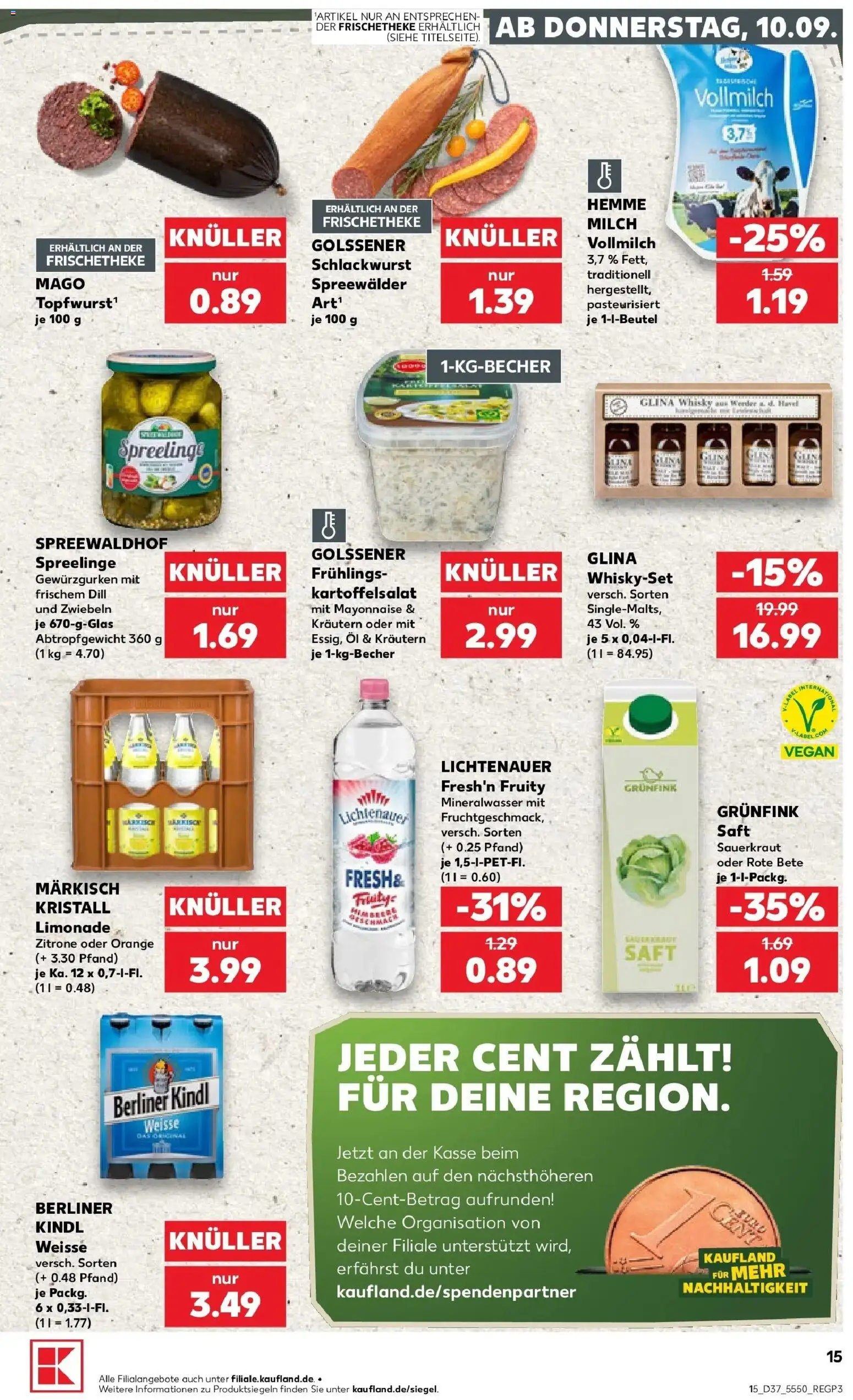 Prospekt Kaufland ab 10.09.2026 » Angebote Online zum Blättern | Seite: 15 | Produkte: Berliner, Limonade, Zitrone, Saft