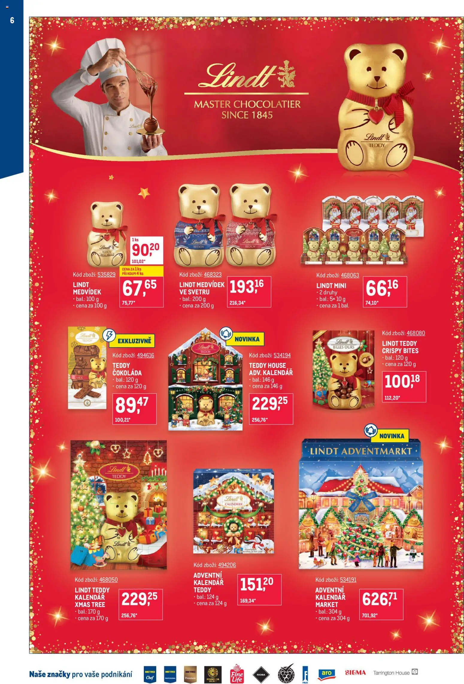 Makro leták - Mikulášské čokolády od 07.10.2026 | Strana: 6 | Produkty: Lindt, Adventní kalendář, Kalendář, Lindt medvídek