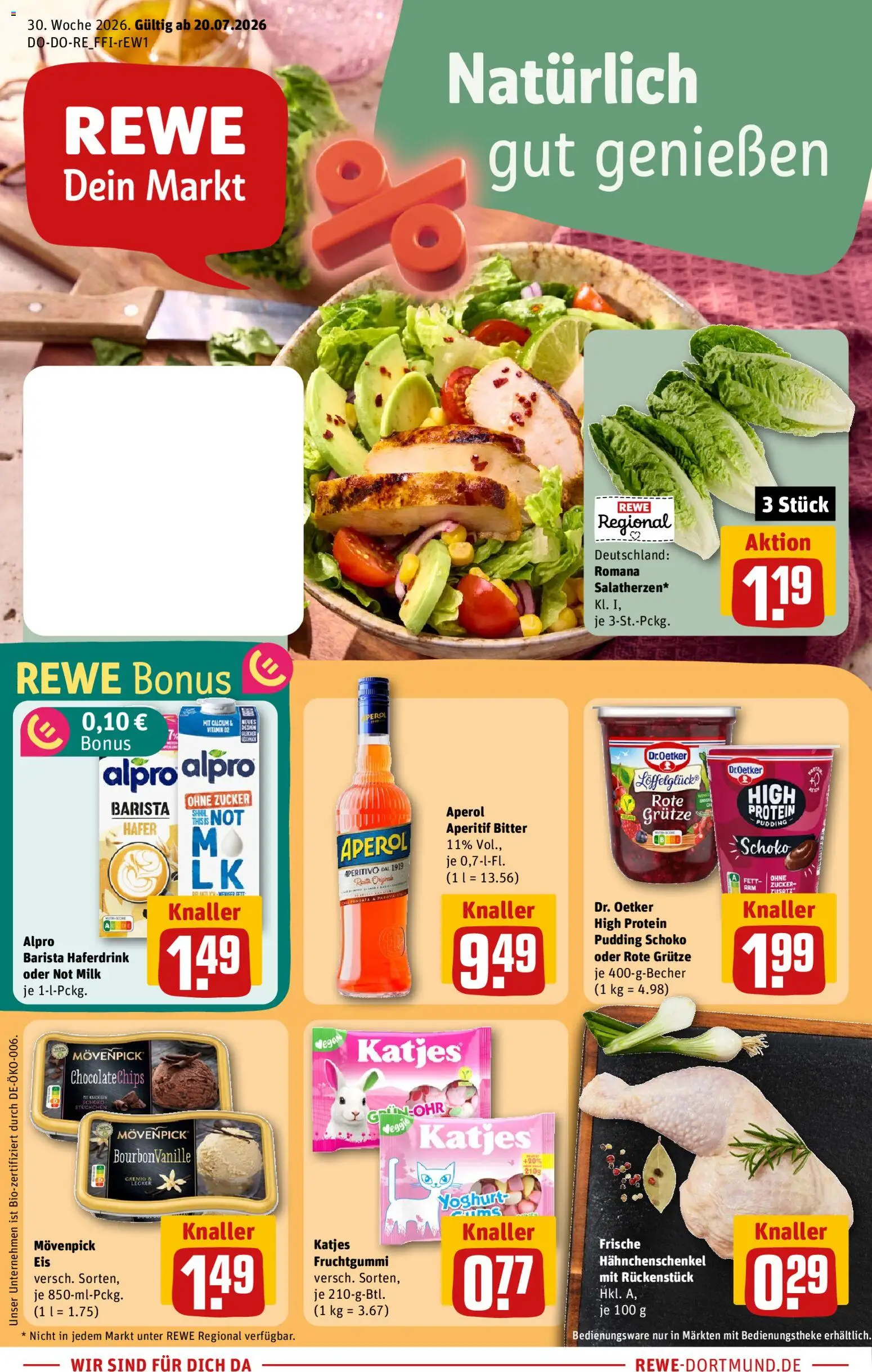 Rewe ihr Kaufpark Prospekt – gültig ab 20.07.2026 | Seite: 1 | Produkte: Hahnchenschenkel, Katjes, Pudding, Haferdrink