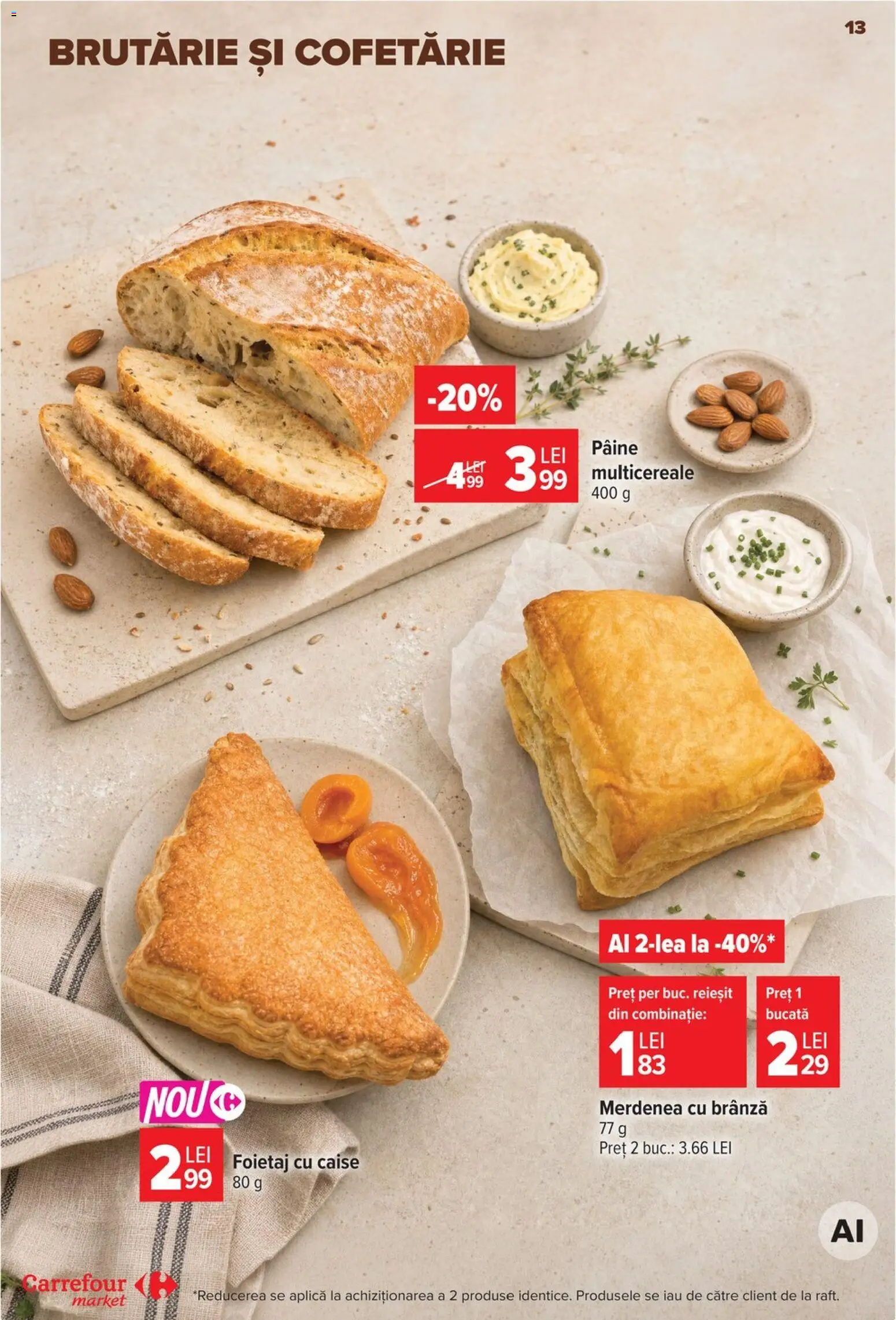 Noul catalog Carrefour – valabil de la 19.08.2026 | Pagină: 13 | Produse: Aplică, Foietaj, Pâine, Caise