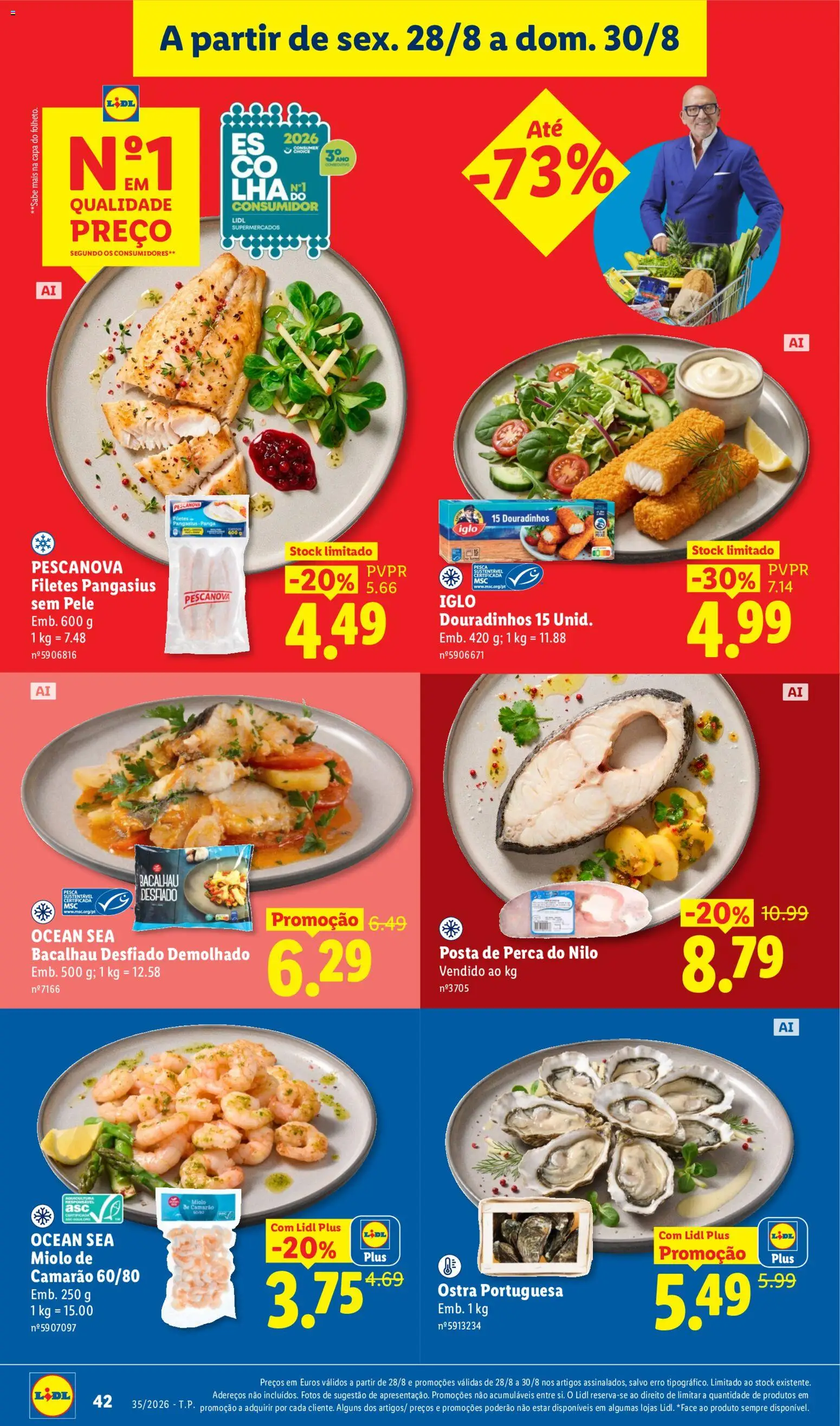 Lidl folheto │ válido de 24/08/2026 | Página: 42 | Produtos: Bacalhau, Perca, Camarão
