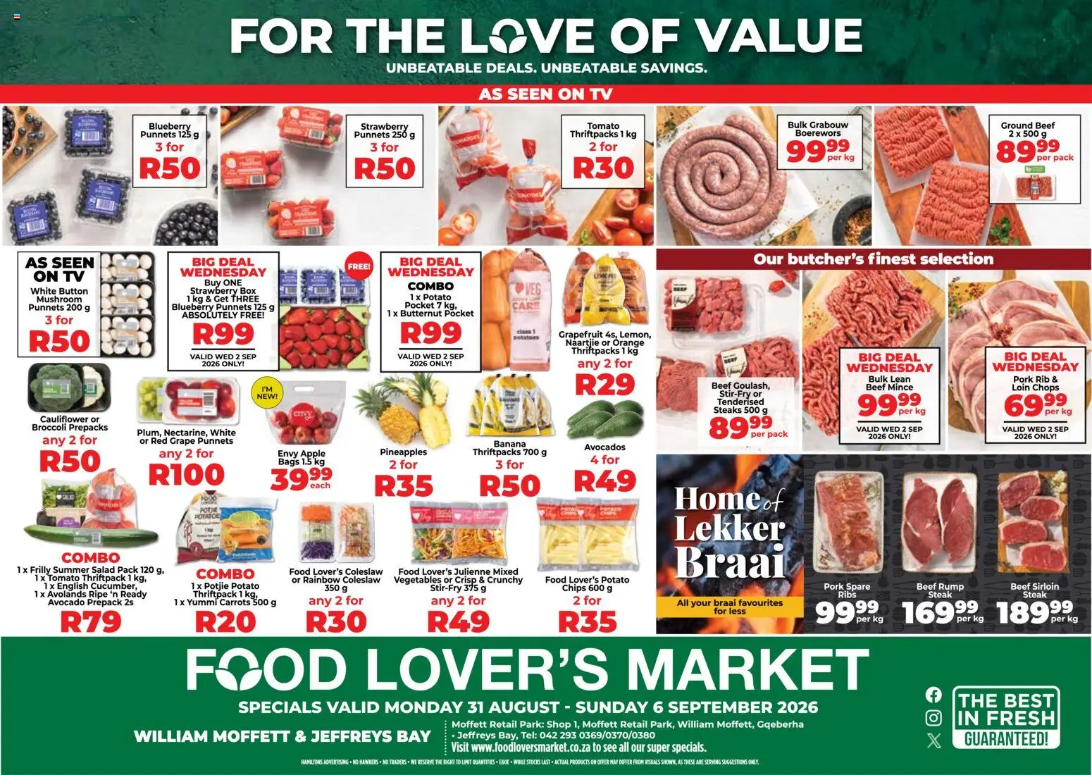 New Food Lover's Market catalogue – valid from 31/08/2026 | Page: 1 | Products: Cauliflower, Box, Avocados, Potatoes