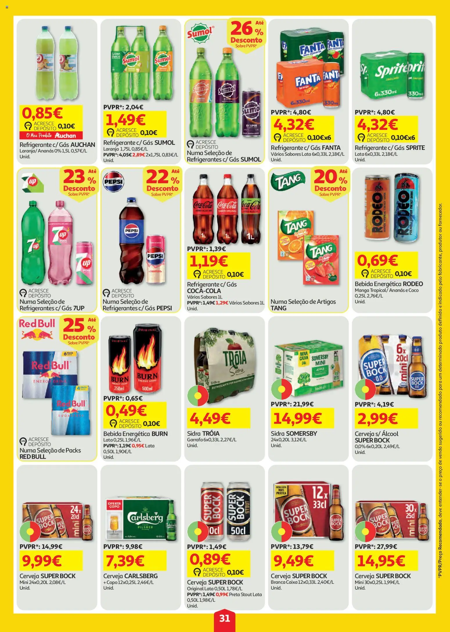 Auchan folheto │ válido de 23/07/2026 | Página: 31 | Produtos: Cerveja, Somersby, Açúcar, Bebida