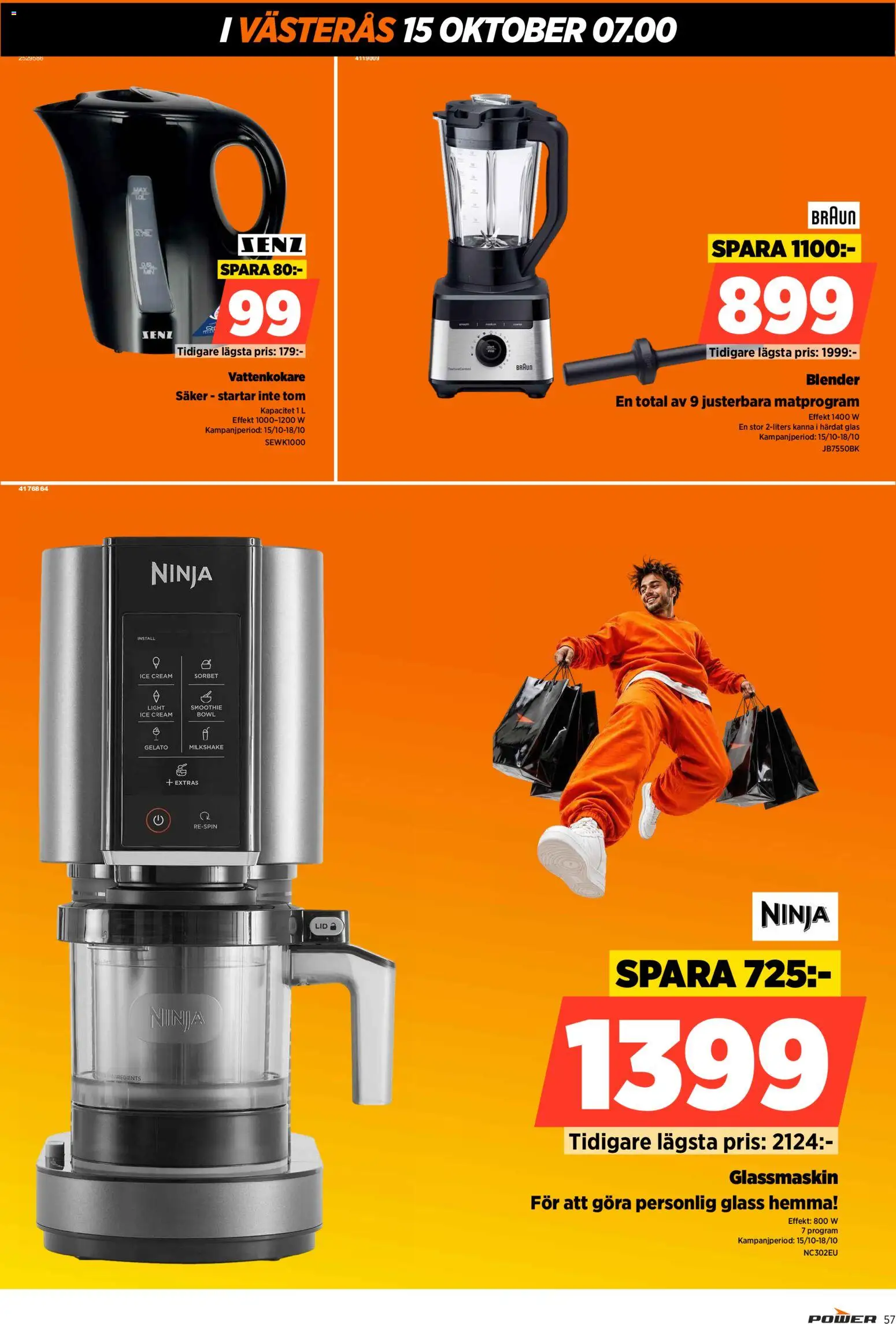 Power reklamblad aktuell från 15/10/2026 | Sida: 57 | Produkter: Glas, Glassmaskin, Blender, Glass
