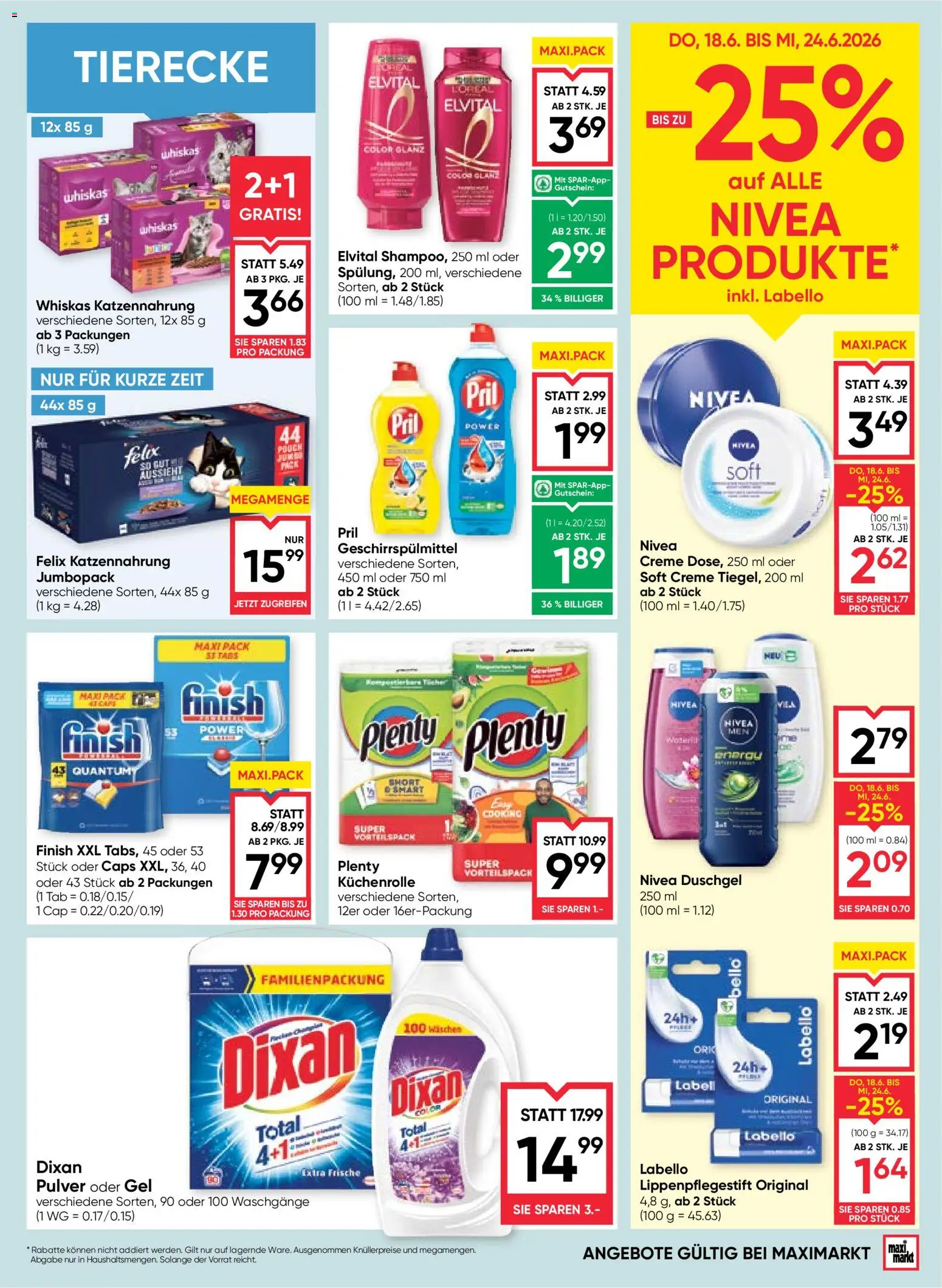 Maximarkt Flugblatt gültig ab 18.06.2026 | Seite: 15 | Produkte: Geschirrspülmittel, Creme, Duschgel