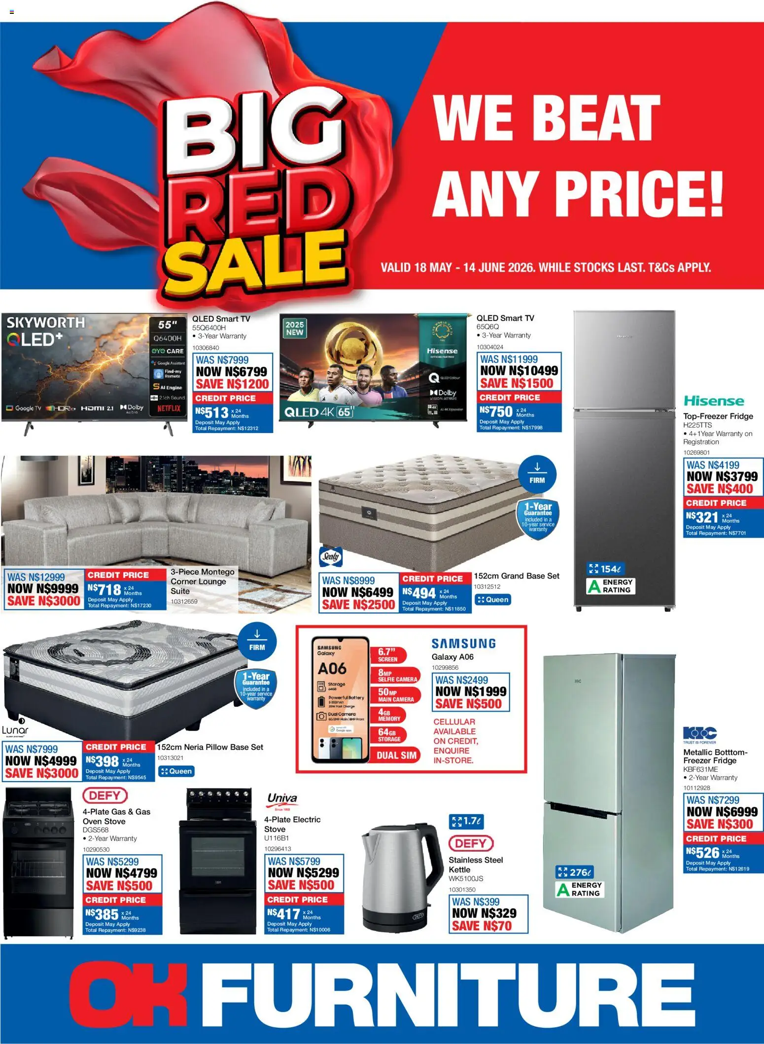 New OK Furniture catalogue – valid from 18.05.2026 | Page: 1 | Products: Oven, Pillow, Freezer fridge, Fridge