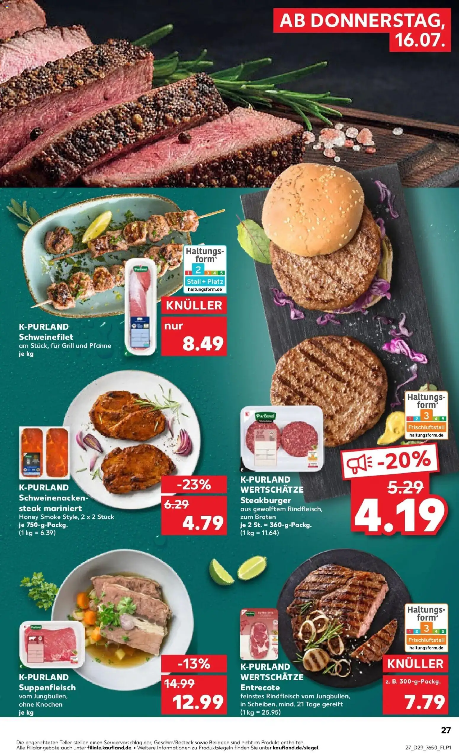 Kaufland Prospekt Rheinfelden (Baden) – gültig ab 13.07.2026 | Seite: 36 | Produkte: Entrecote, Schweinefilet, Suppenfleisch, Steak