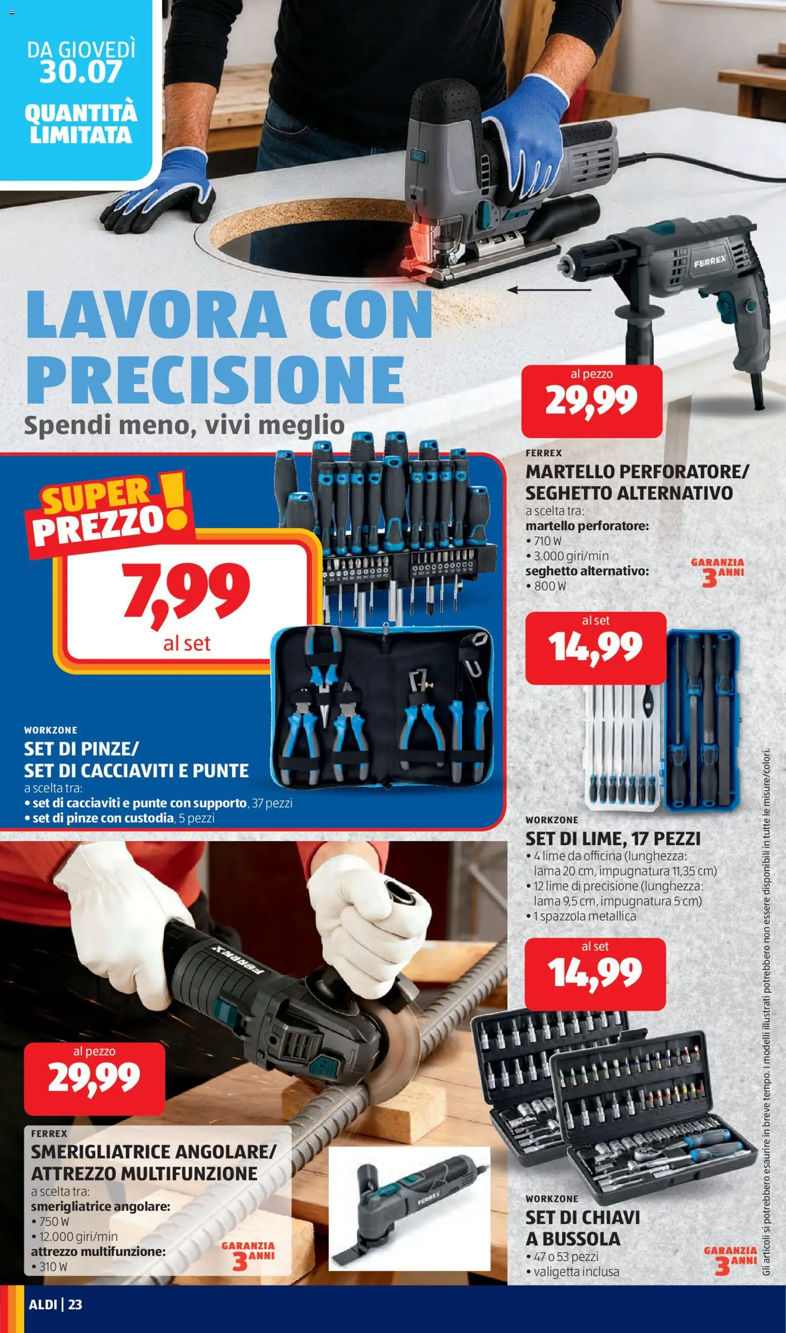 Volantino Aldi del 27/07/2026 | Pagina: 22 | Prodotti: Lime, Martello, Pinze, Valigetta