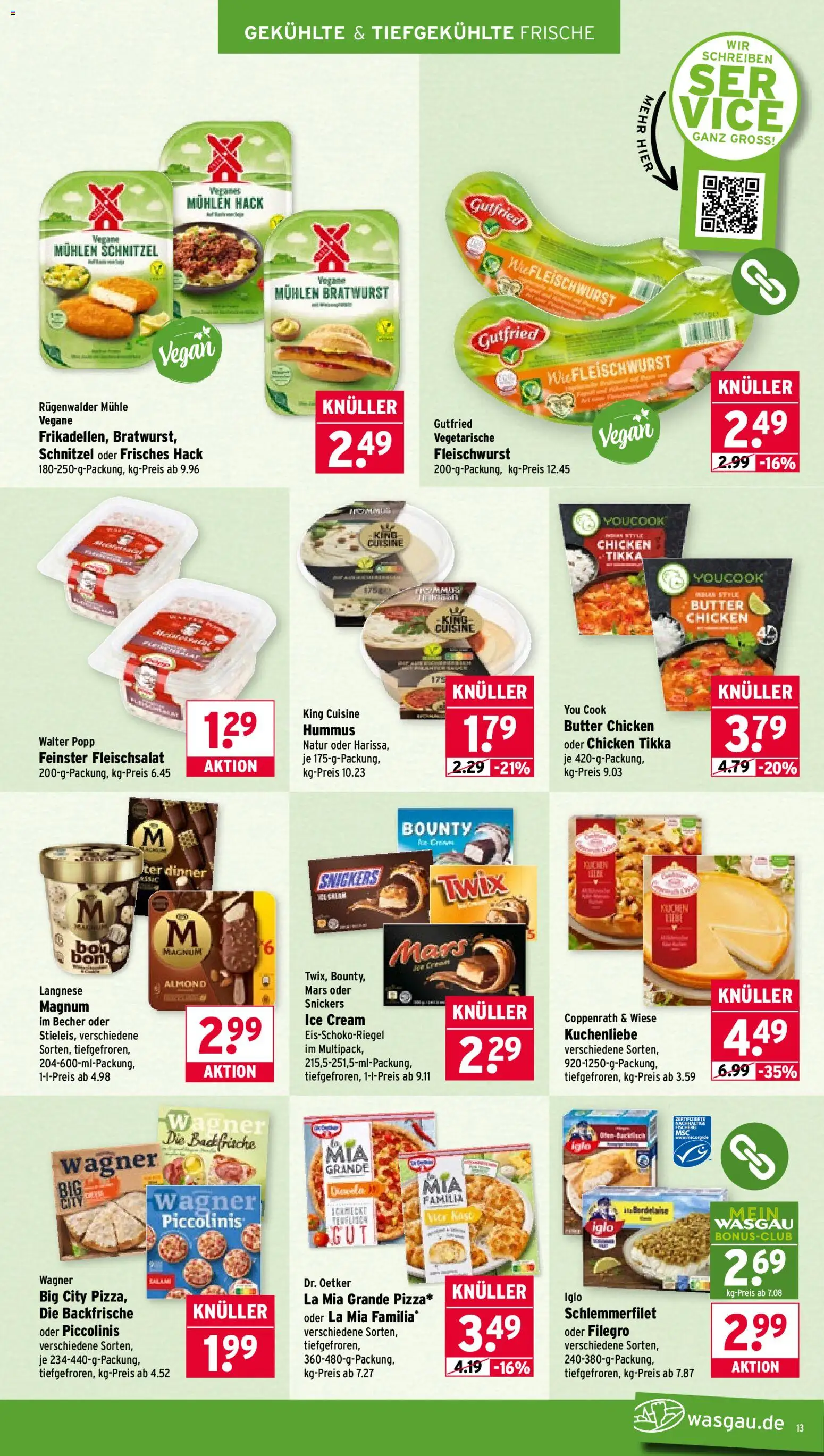 Wasgau Prospekt 	 – gültig ab 04.05.2026 | Seite: 13 | Produkte: Youcook, Butter, Schnitzel, Piccolinis