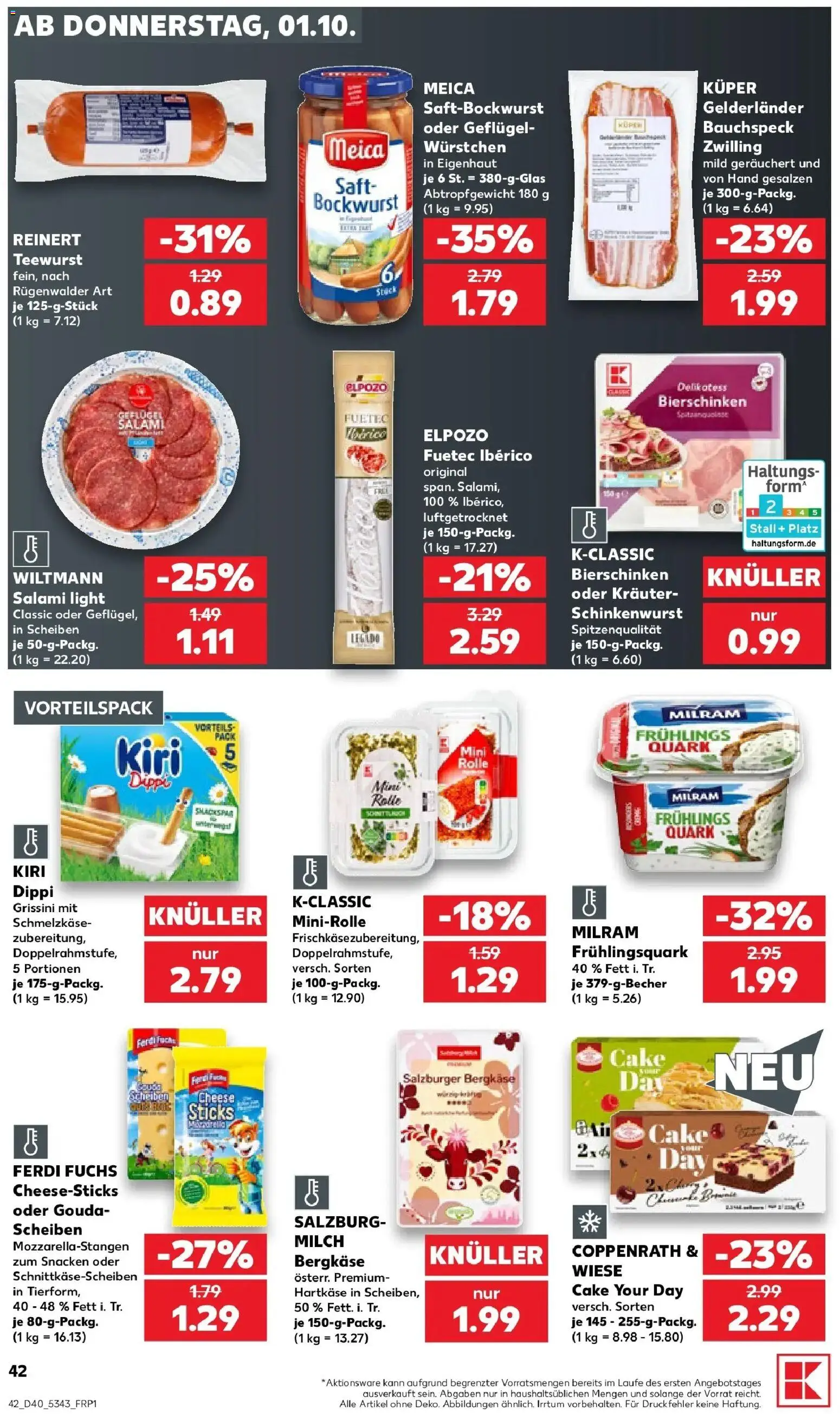 Prospekt Kaufland ab 28.09.2026 » Angebote Online zum Blättern | Seite: 52 | Produkte: Gouda, Meica, Milram, Saft