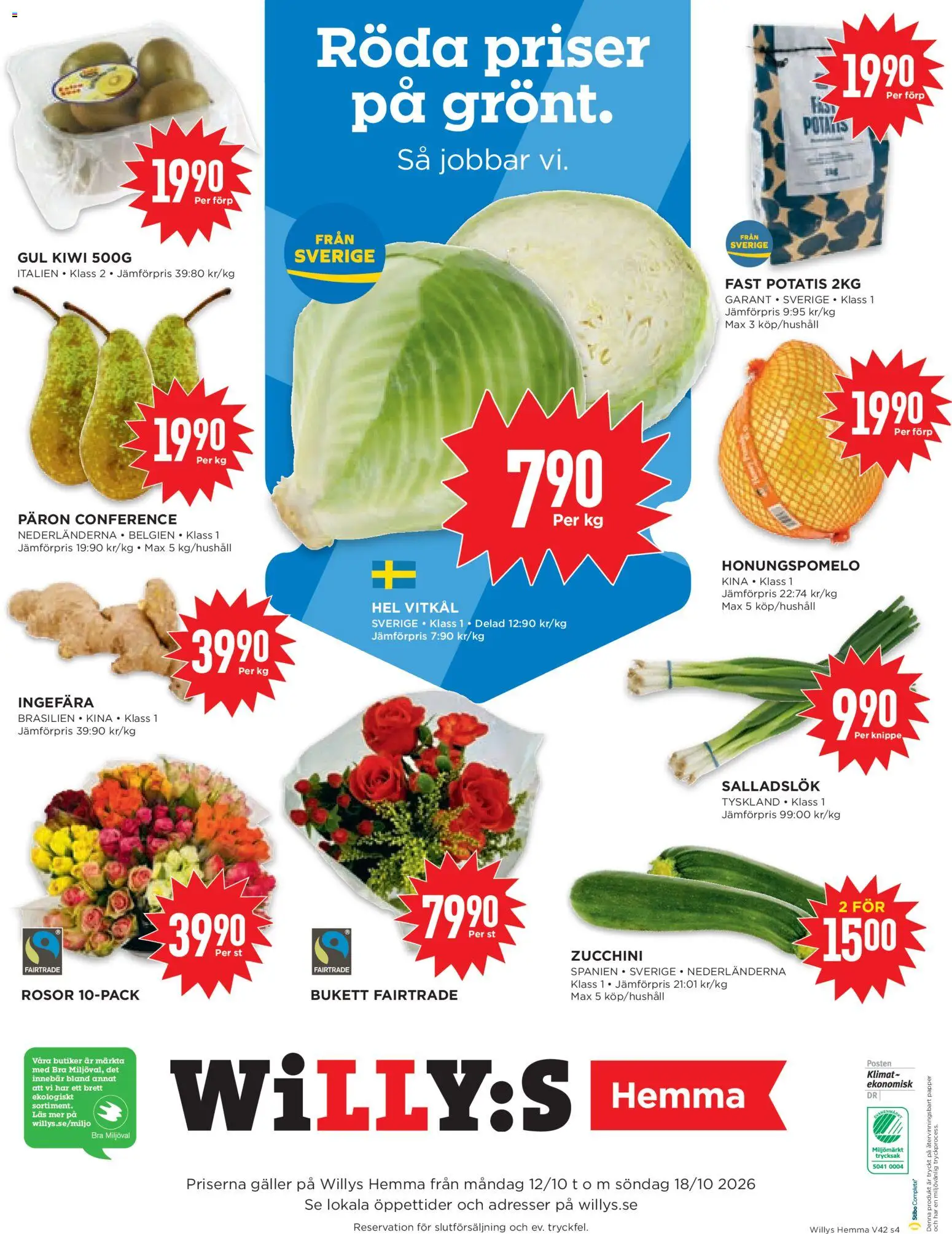 Willys reklamblad aktuell från 12/10/2026 | Sida: 4 | Produkter: Galler, Potatis, Papper, Kiwi