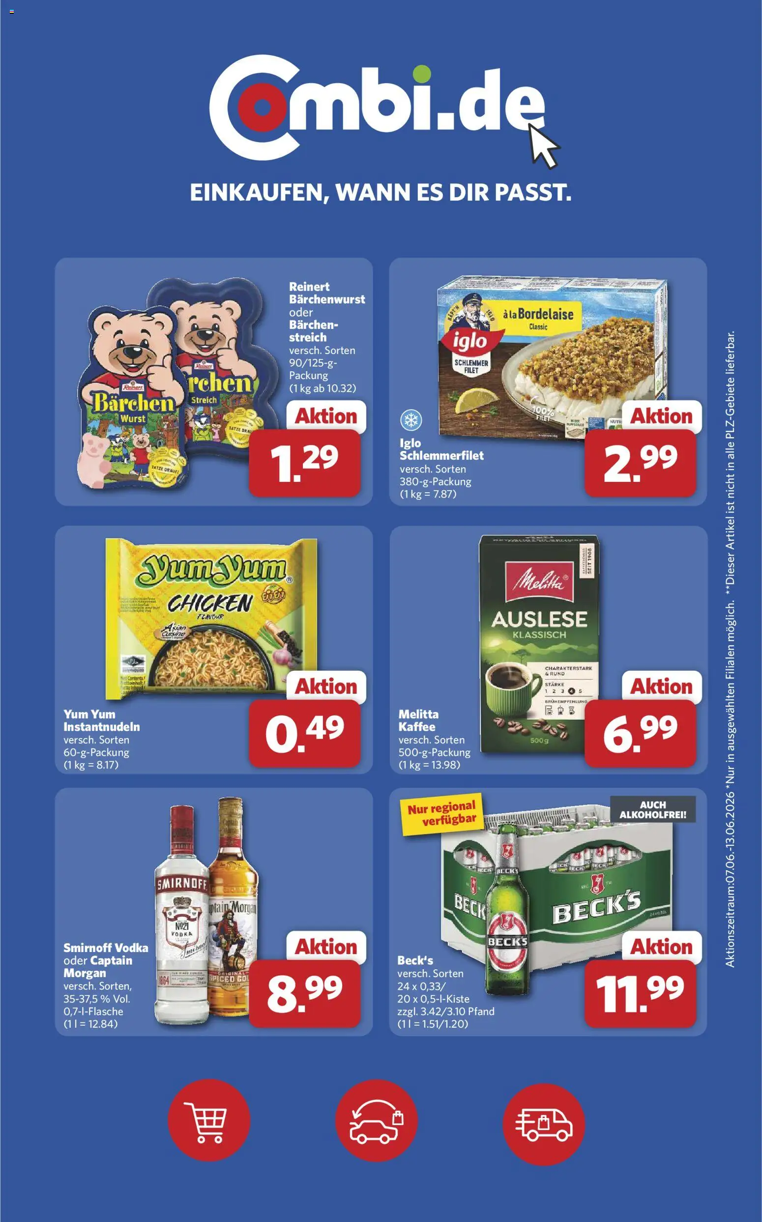 Combi Wochenknaller – gültig ab 06.06.2026 | Seite: 2 | Produkte: Melitta, Kaffee, Iglo, Vodka