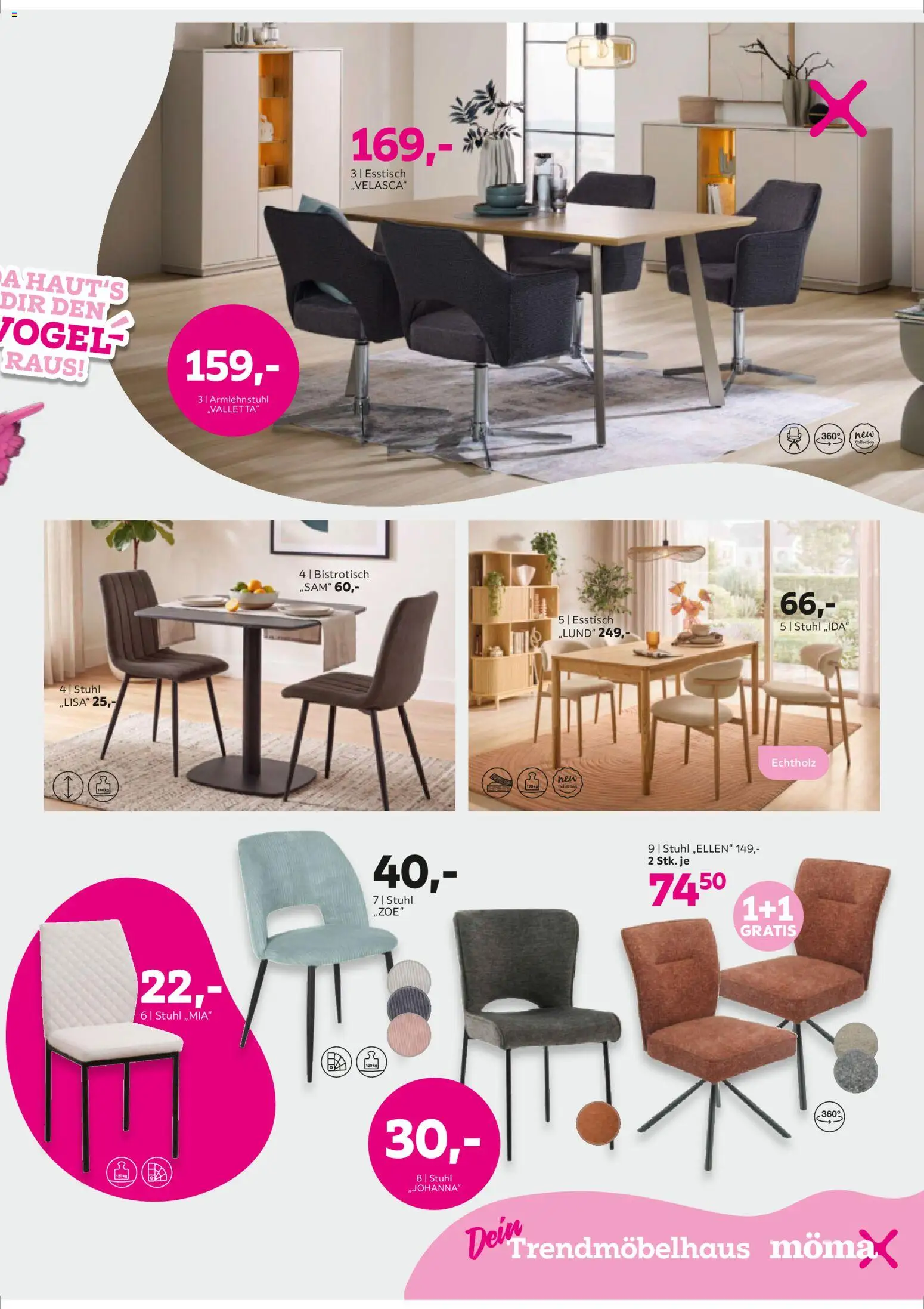 Mömax Pink Shopping – gültig ab 20.09.2026 | Seite: 11 | Produkte: Esstisch, Stuhl