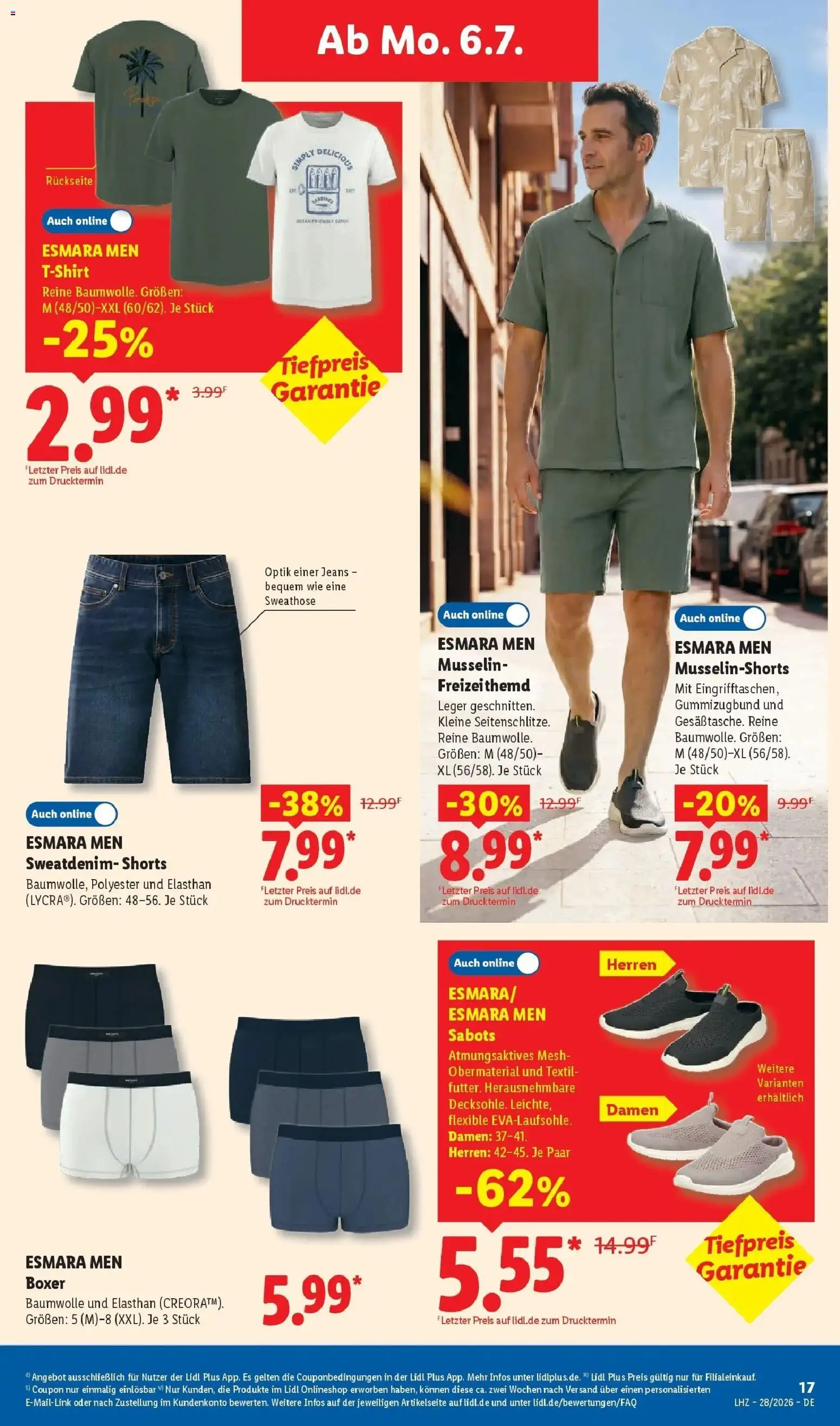 Lidl Prospekt Plettenberg – gültig ab 06.07.2026 | Seite: 35 | Produkte: Sweathose, T-Shirt, Freizeithemd, Jeans