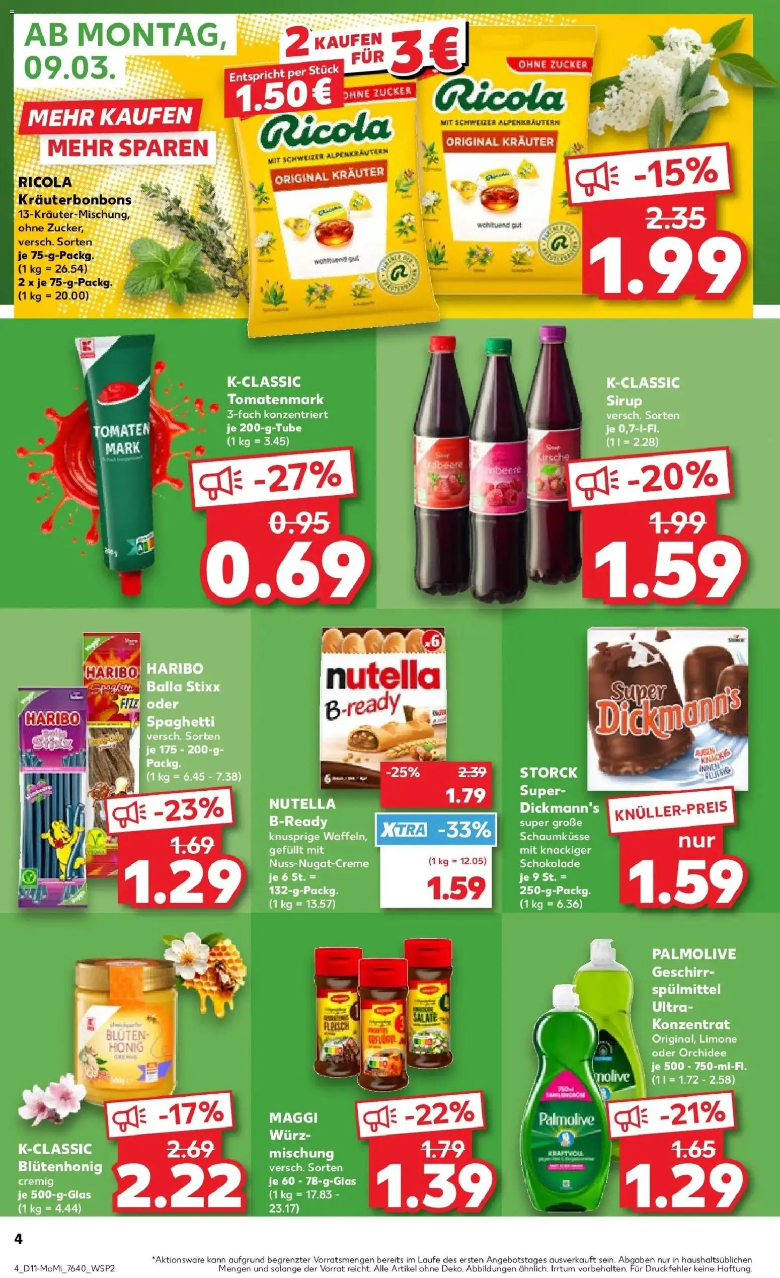 Kaufland Prospekt Meppen	 – gültig ab 09.03.2026 | Seite: 4 | Produkte: Tomaten, Sirup, Zucker, Fleisch