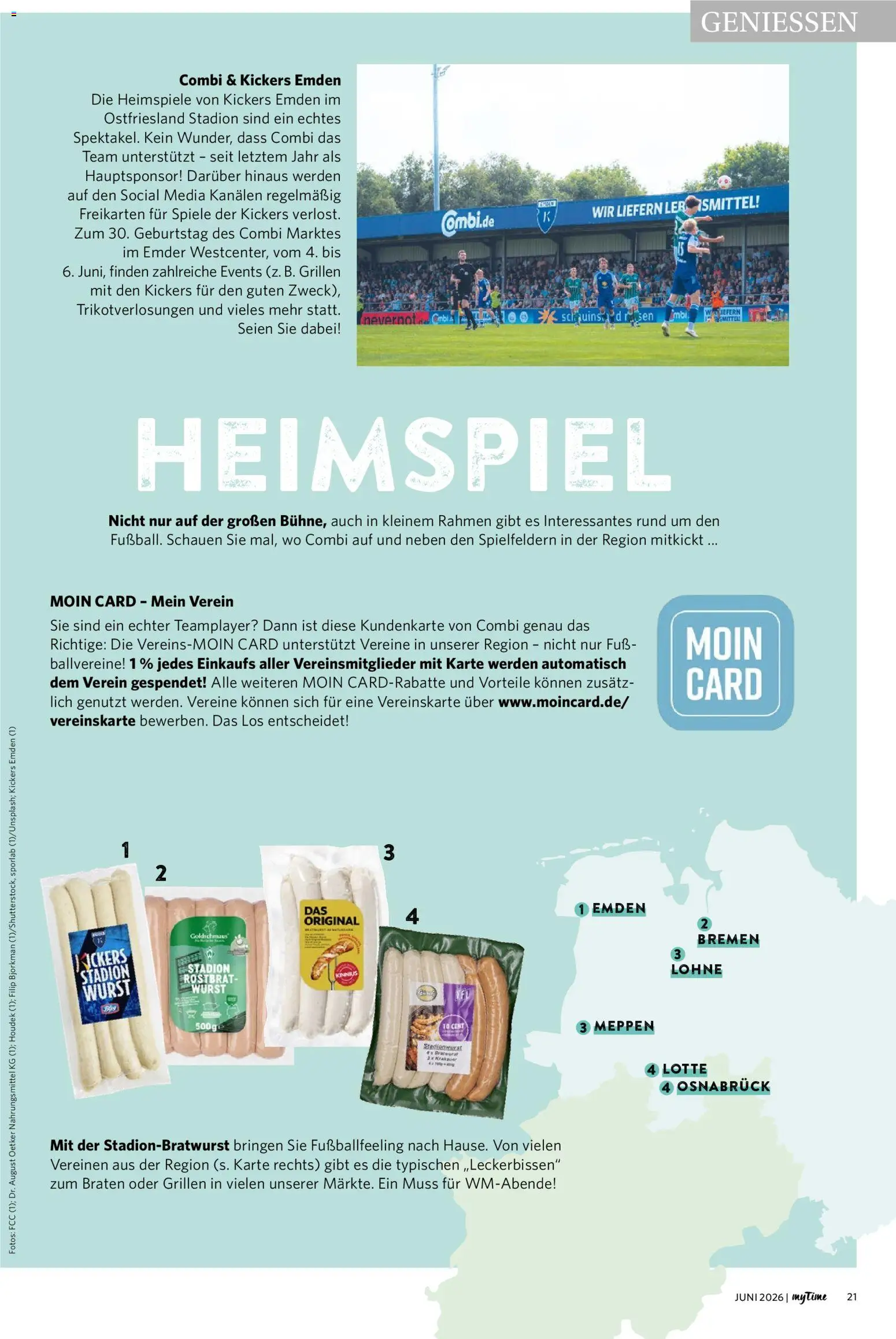 Combi myTime Juni 2026 – gültig ab 01.06.2026 | Seite: 21 | Produkte: Bratwurst, Wurst