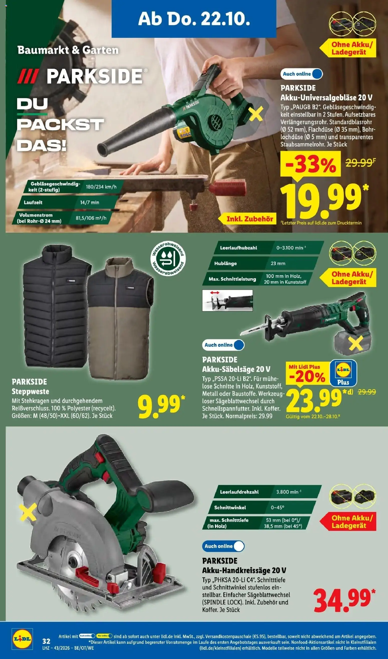 Lidl Prospekt Mahlow (ab 19.10.2026) zum Blättern » Angebote | Seite: 46 | Produkte: Steppweste, Ladegerät
